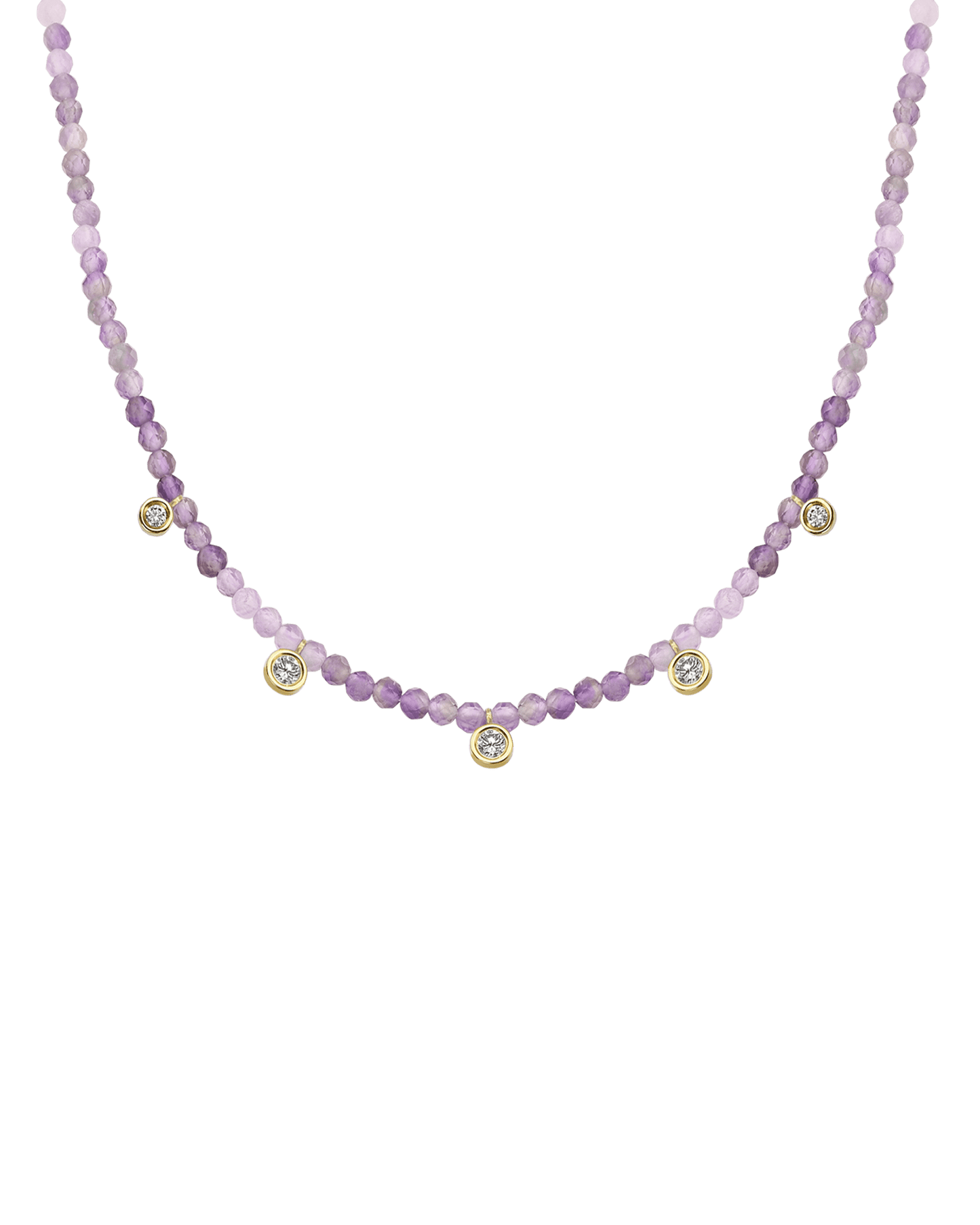 Garnet Gemstone & Five diamonds Necklace - 14K White Gold Necklaces magal-dev 