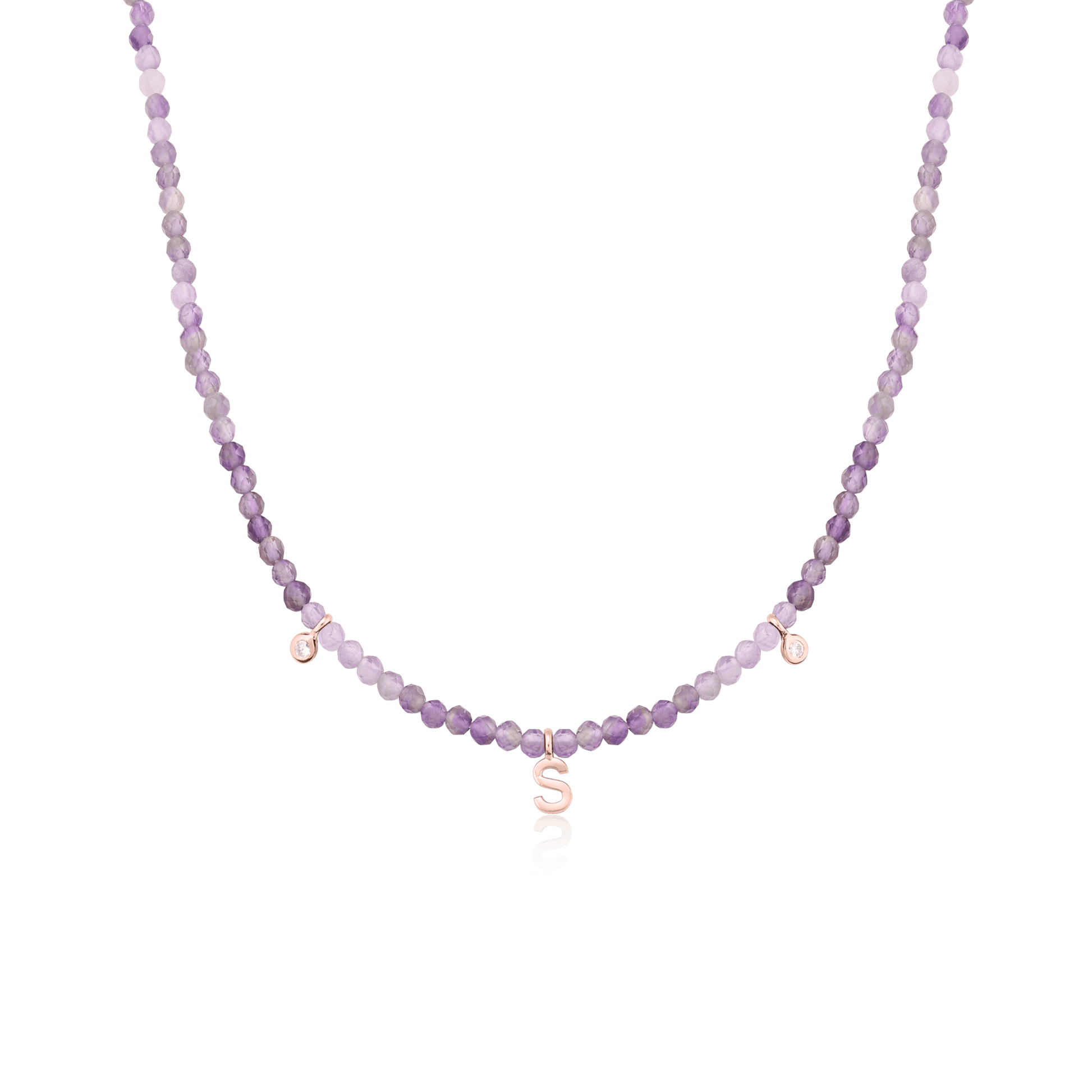 Alexis Necklace - 18K Rose Vermeil Necklaces Gold Vermeil Natural Purple Amethyst 