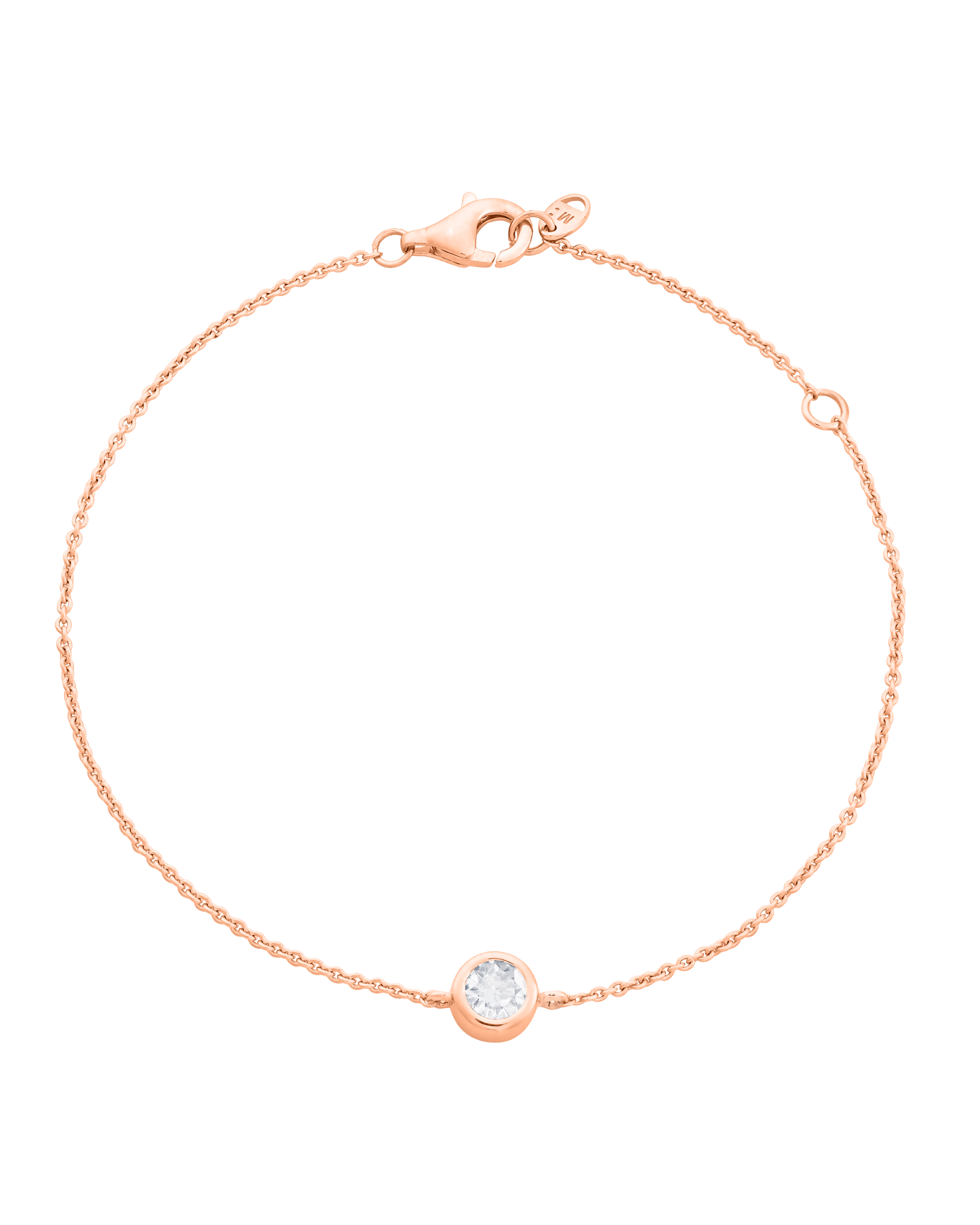 Round Solitaire Diamond Bracelet - 14K Rose Gold Bracelets magal-dev 0.10 CT 6"+1“ extender 
