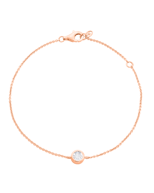 Round Solitaire Diamond Bracelet - 18K Rose Vermeil Bracelets magal-dev 0.10 CT 6"+1“ extender 