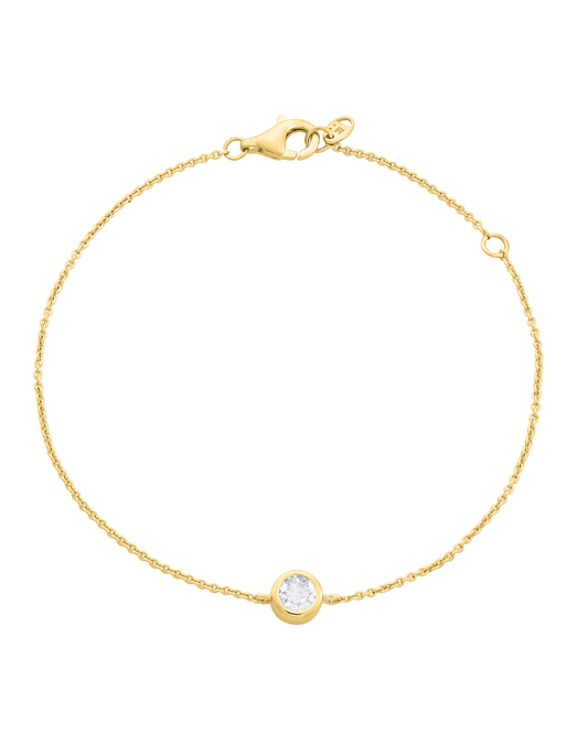 Round Solitaire Diamond Bracelet - 18K Gold Vermeil Bracelets magal-dev 0.10 CT 6"+1“ extender 