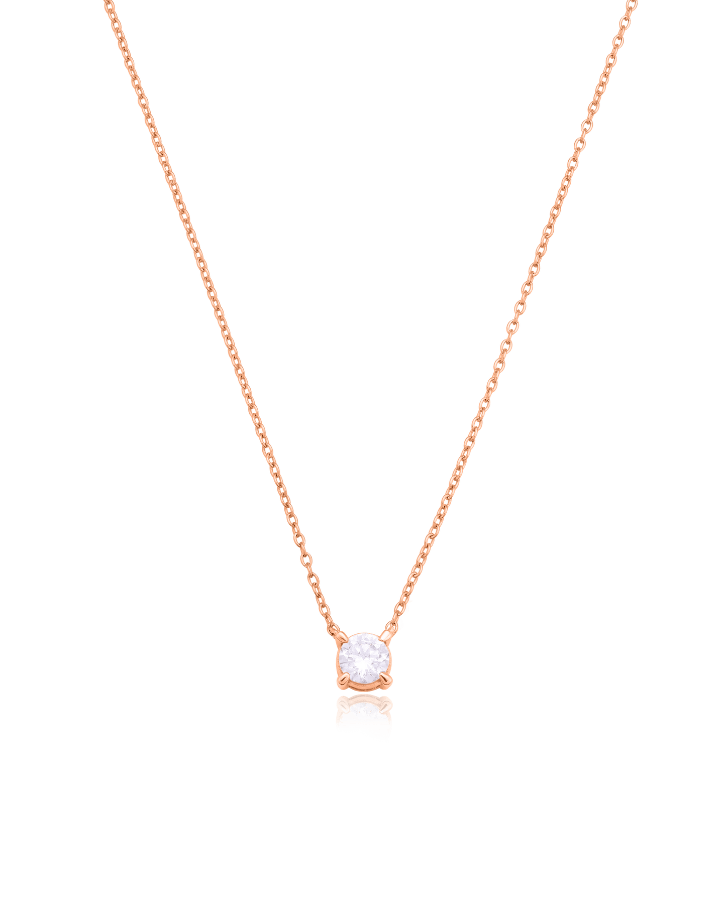 Round Solitaire Diamond Necklace - 14K Rose Gold Necklaces magal-dev 0.10 CT 16" 