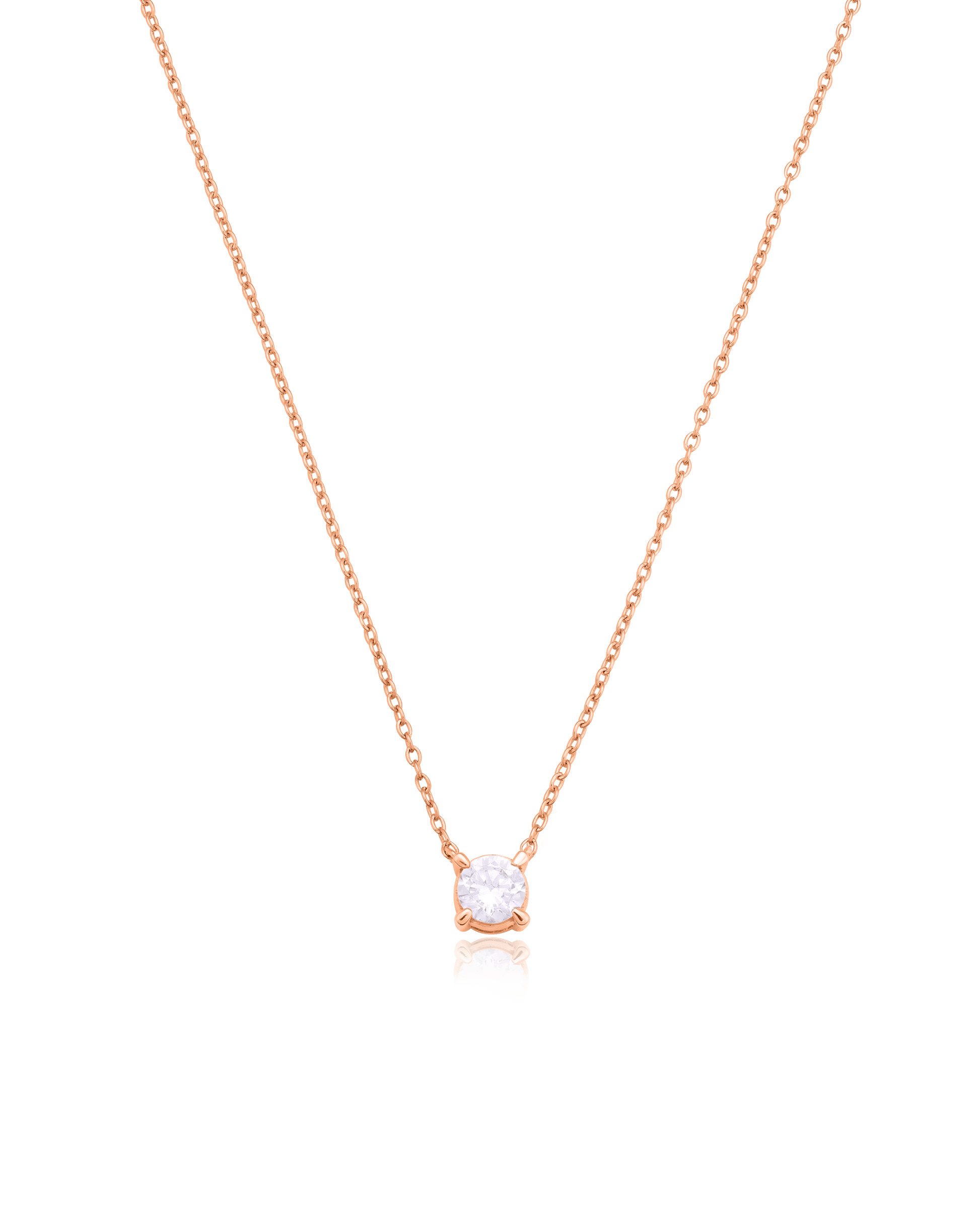 Round Solitaire Diamond Necklace - 14K Rose Gold Necklaces magal-dev 0.10 CT 16" 