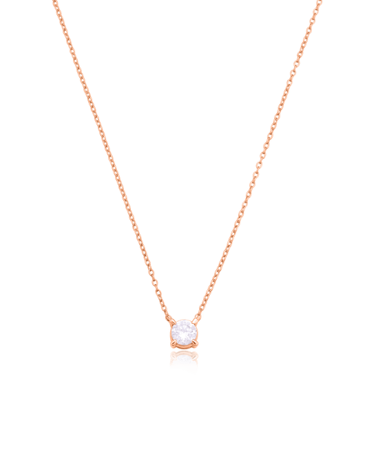 Round Solitaire Diamond Necklace - 14K Rose Gold Necklaces magal-dev 0.10 CT 16" 