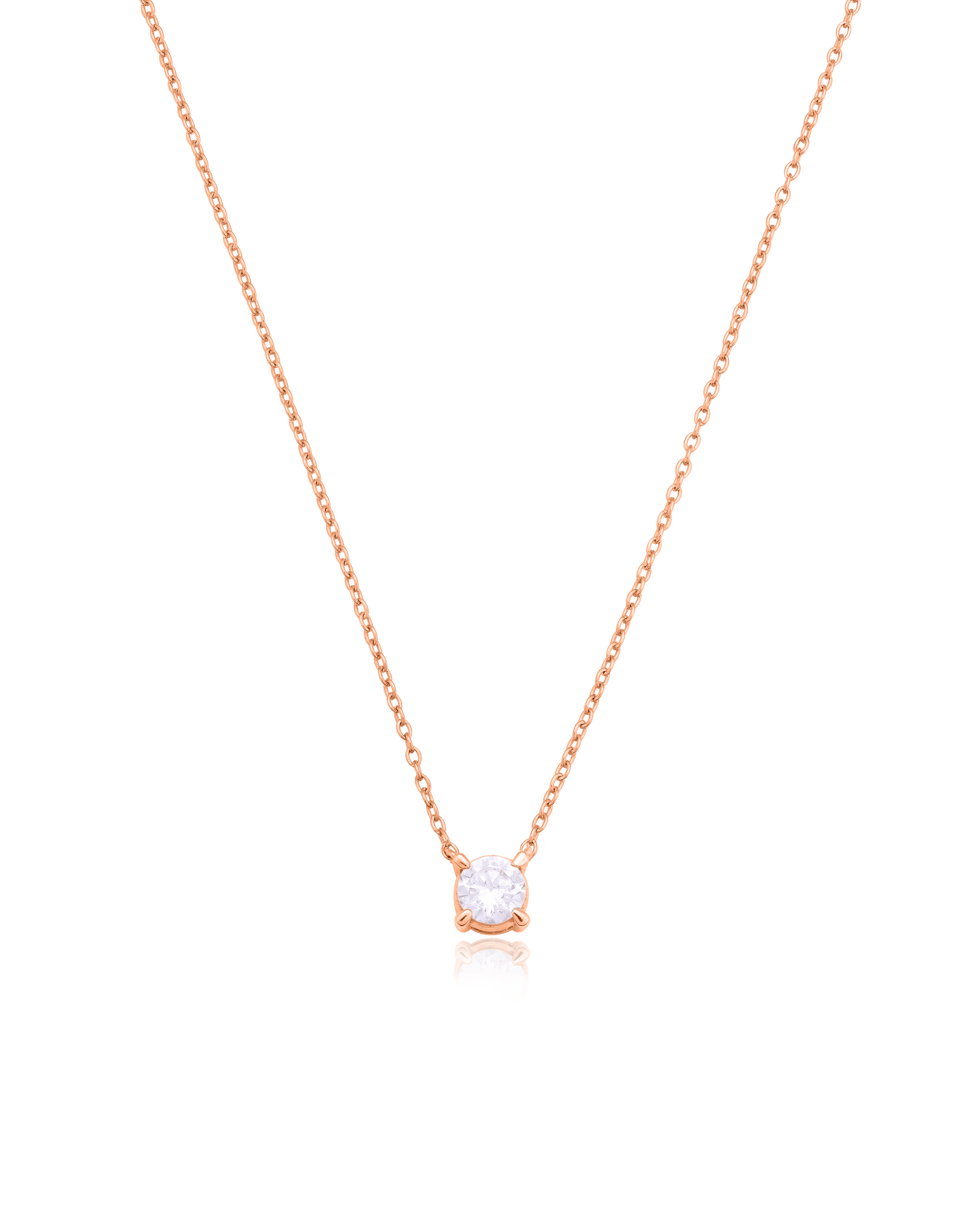 Round Solitaire Diamond Necklace - 18K Rose Vermeil Necklaces magal-dev 0.10 CT 16” 