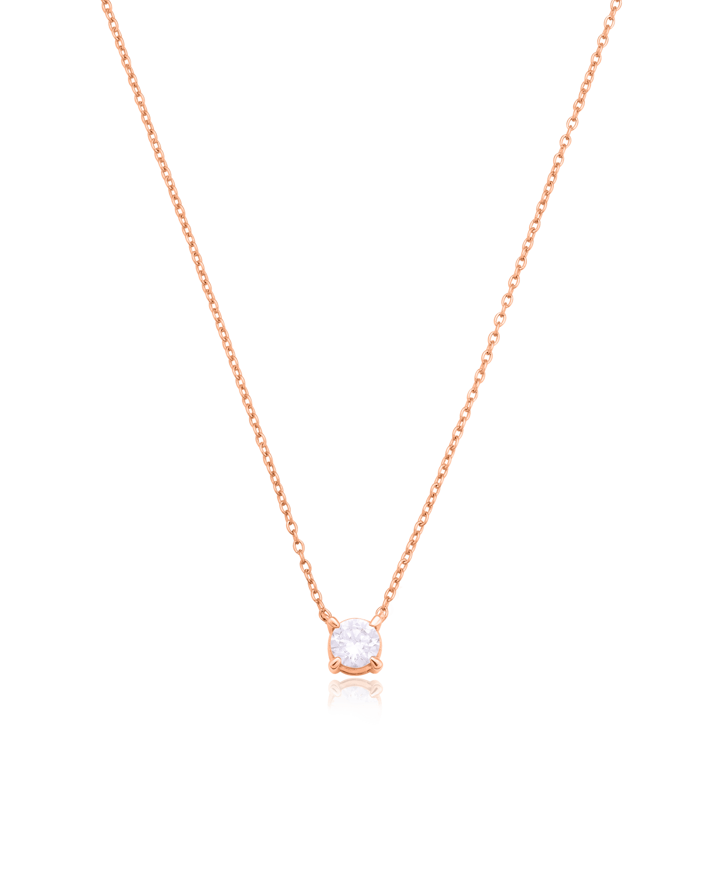 Round Solitaire Diamond Necklace - 18K Rose Vermeil Necklaces magal-dev 0.10 CT 16” 