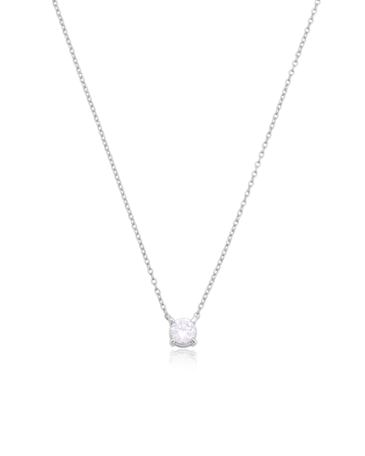 Round Solitaire Diamond Necklace - 925 Sterling Silver Necklaces magal-dev 0.10 CT 16” 