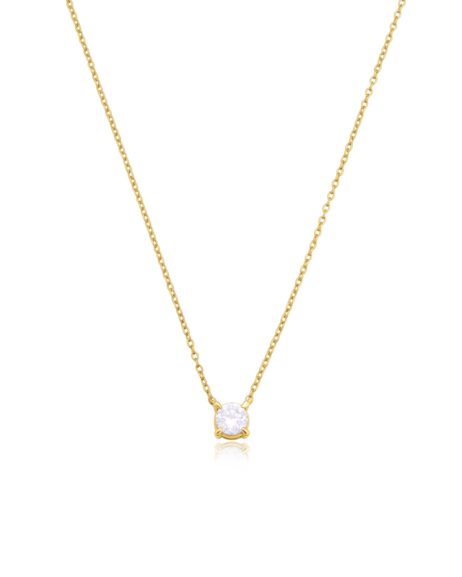Round Solitaire Diamond Necklace - 18K Gold Vermeil Necklaces magal-dev 0.10 CT 16” 