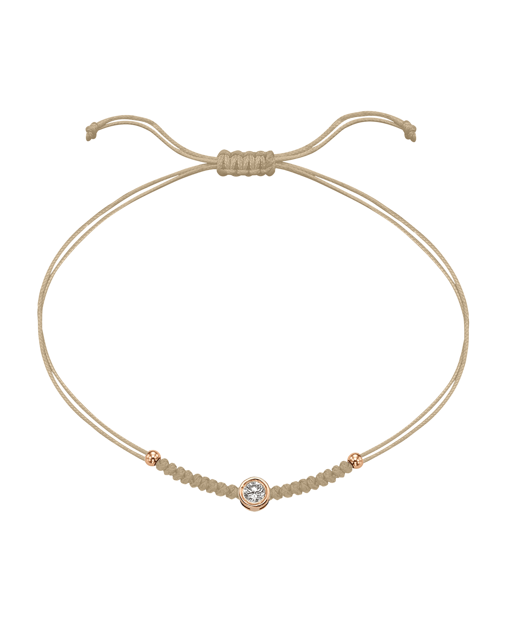 Solid Gold Sphere String of Love - 14K Rose Gold Bracelet 14K Solid Gold Beige Large: 0.1ct 