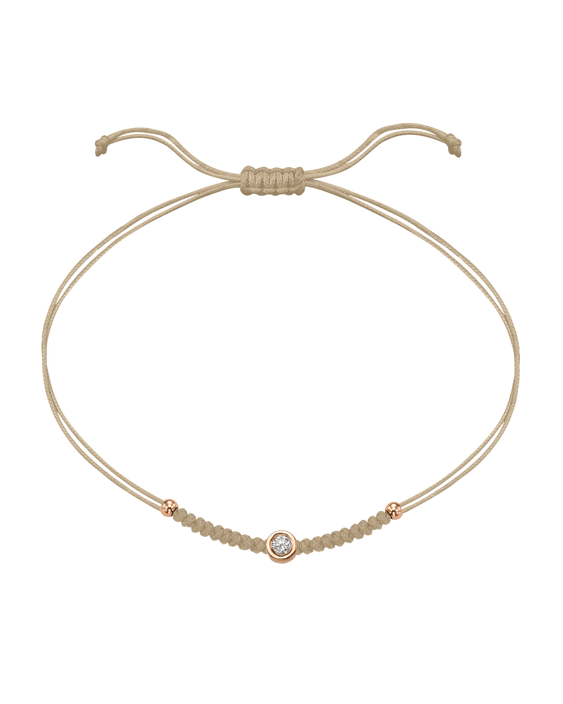 Solid Gold Sphere String of Love - 14K Rose Gold Bracelet 14K Solid Gold Beige Medium: 0.04ct 