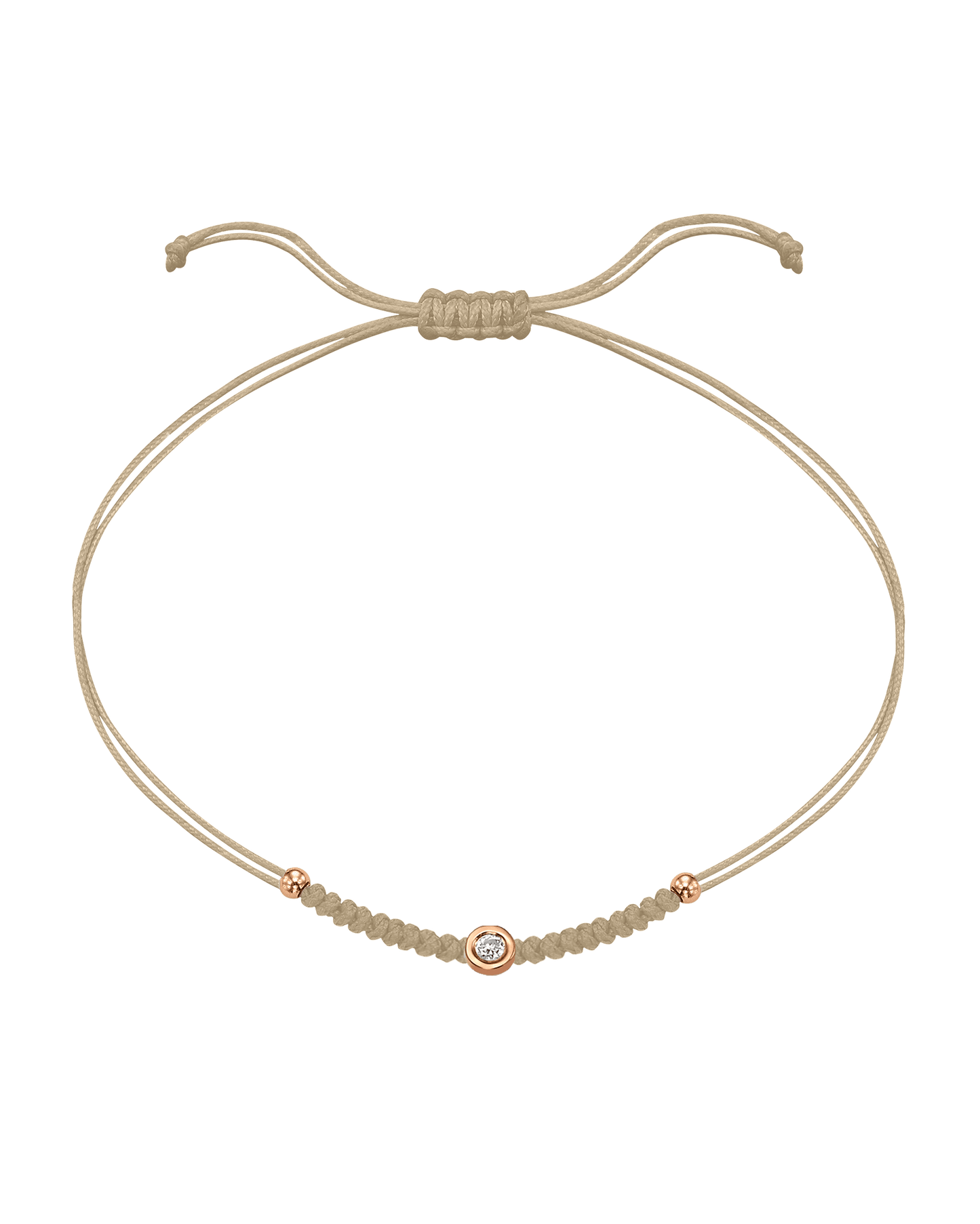 Solid Gold Sphere String of Love - 14K Rose Gold Bracelet 14K Solid Gold Beige Small: 0.03ct 