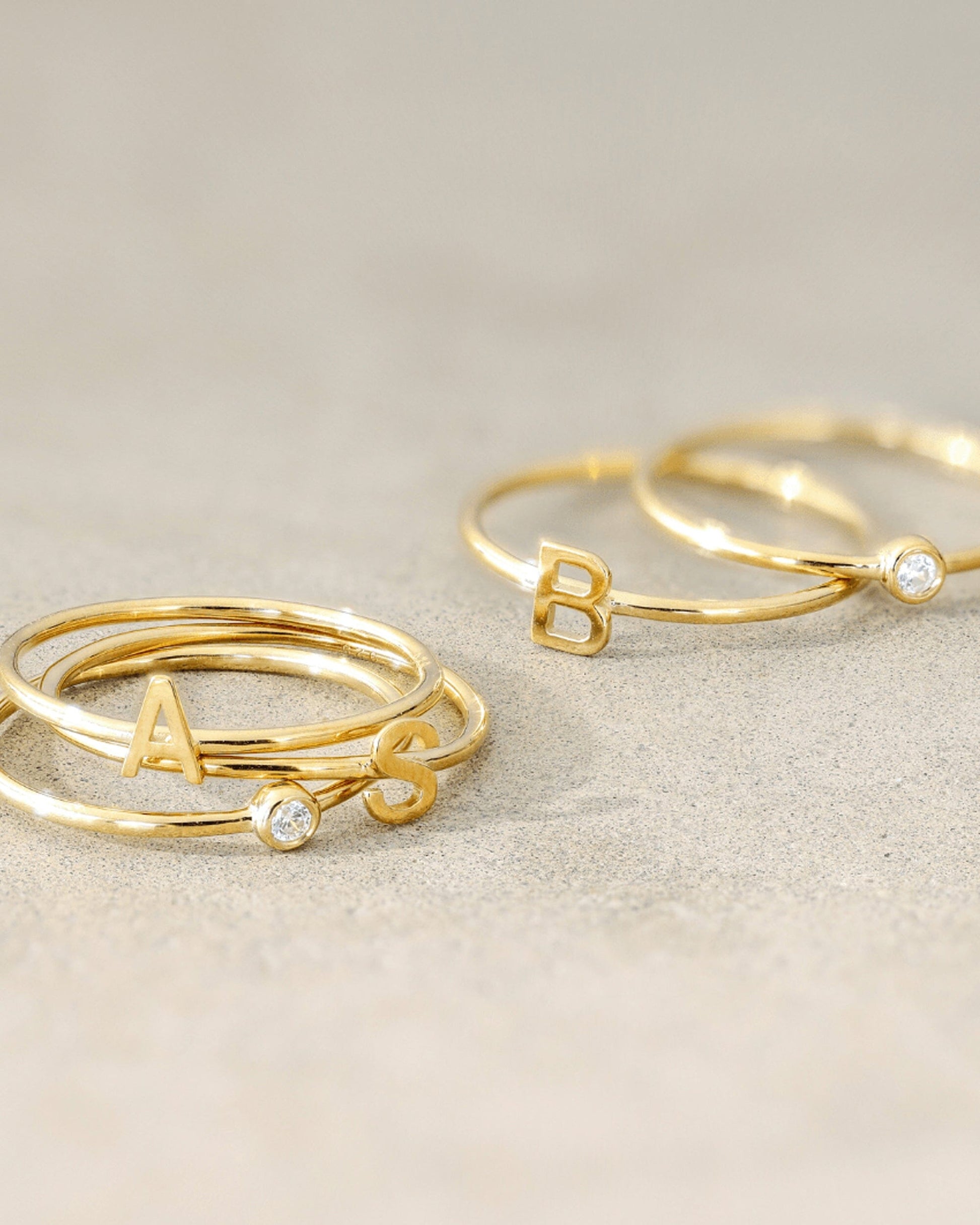 Stackable Initial Ring(s) - 18K Gold Vermeil Rings magal-dev 