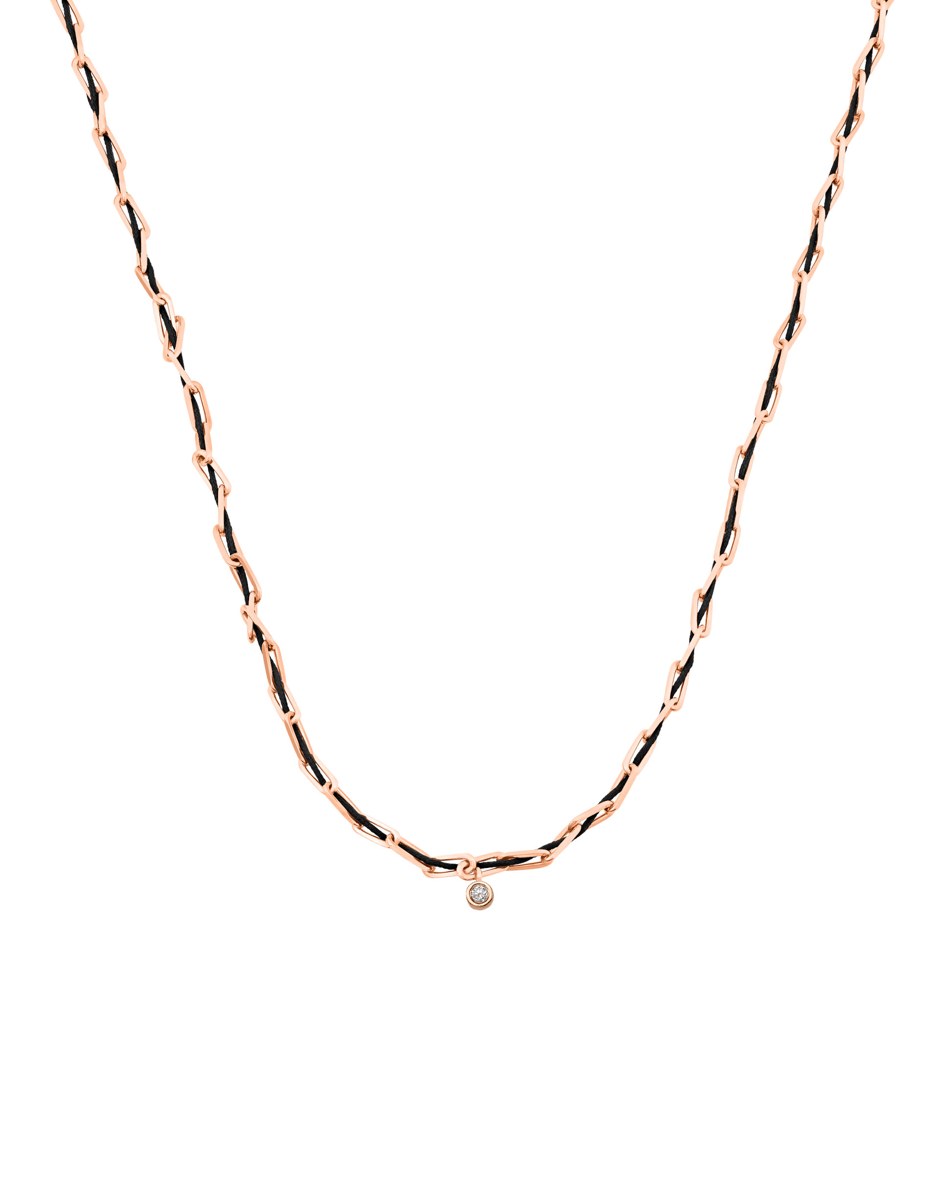 Twine Diamond Necklace - 18K Rose Vermeil Necklaces magal-dev Black Medium: 0.05ct 16"
