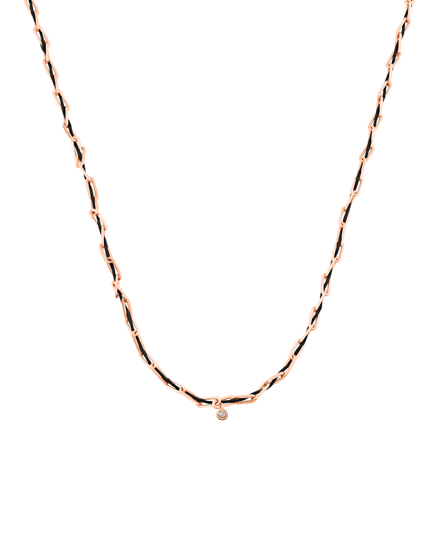 Twine Diamond Necklace - 18K Rose Vermeil Necklaces magal-dev Black Small: 0.03ct 16"
