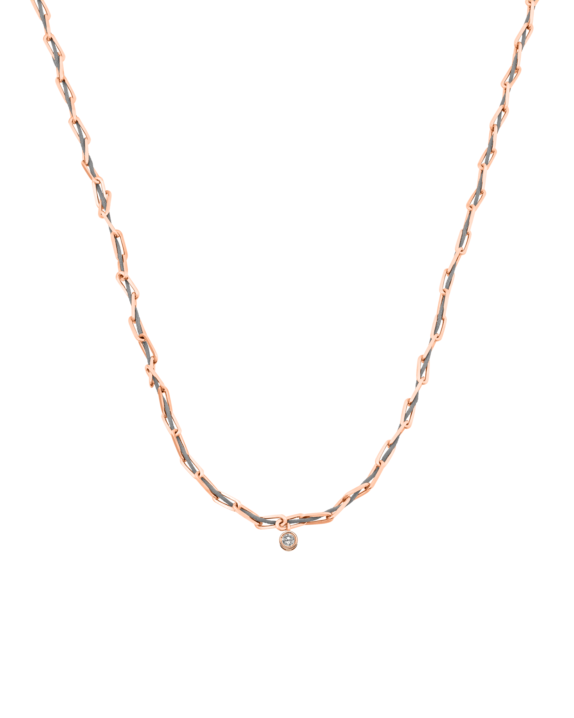 Twine Diamond Necklace - 18K Rose Vermeil Necklaces magal-dev Grey Large: 0.10ct 16"