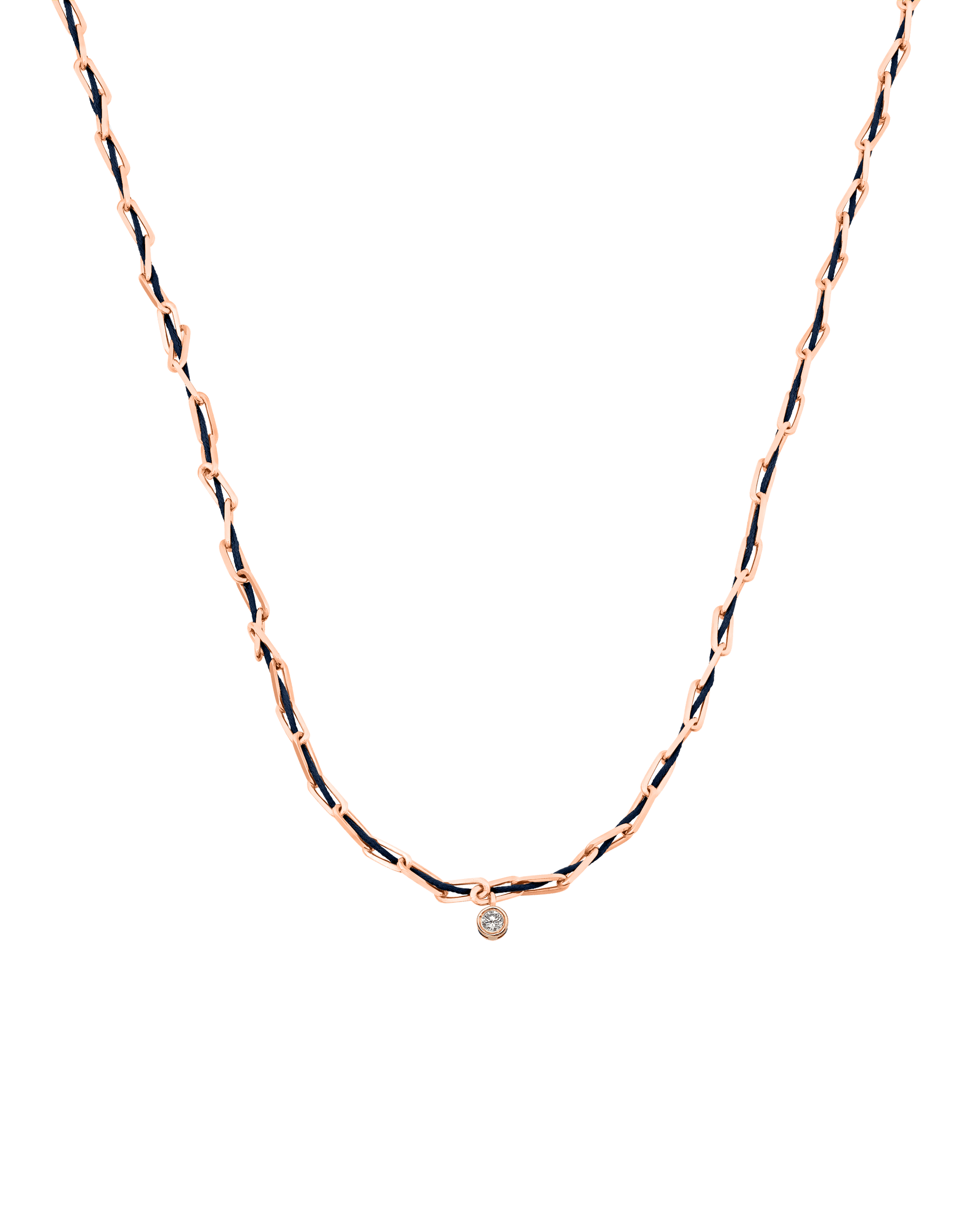 Twine Diamond Necklace - 18K Rose Vermeil Necklaces magal-dev Navy Blue Large: 0.10ct 16"