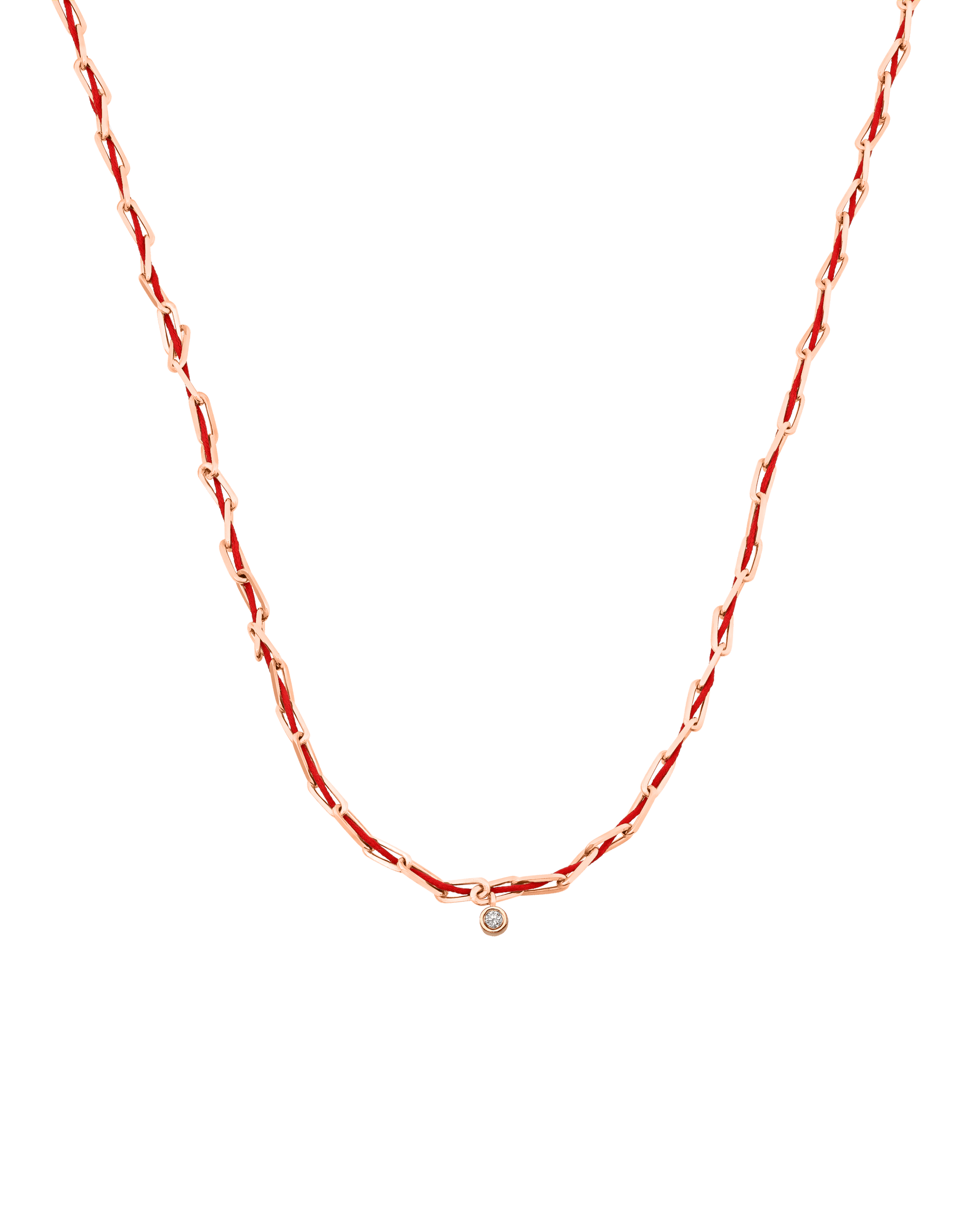 Twine Diamond Necklace - 18K Rose Vermeil Necklaces magal-dev Red Medium: 0.05ct 16"