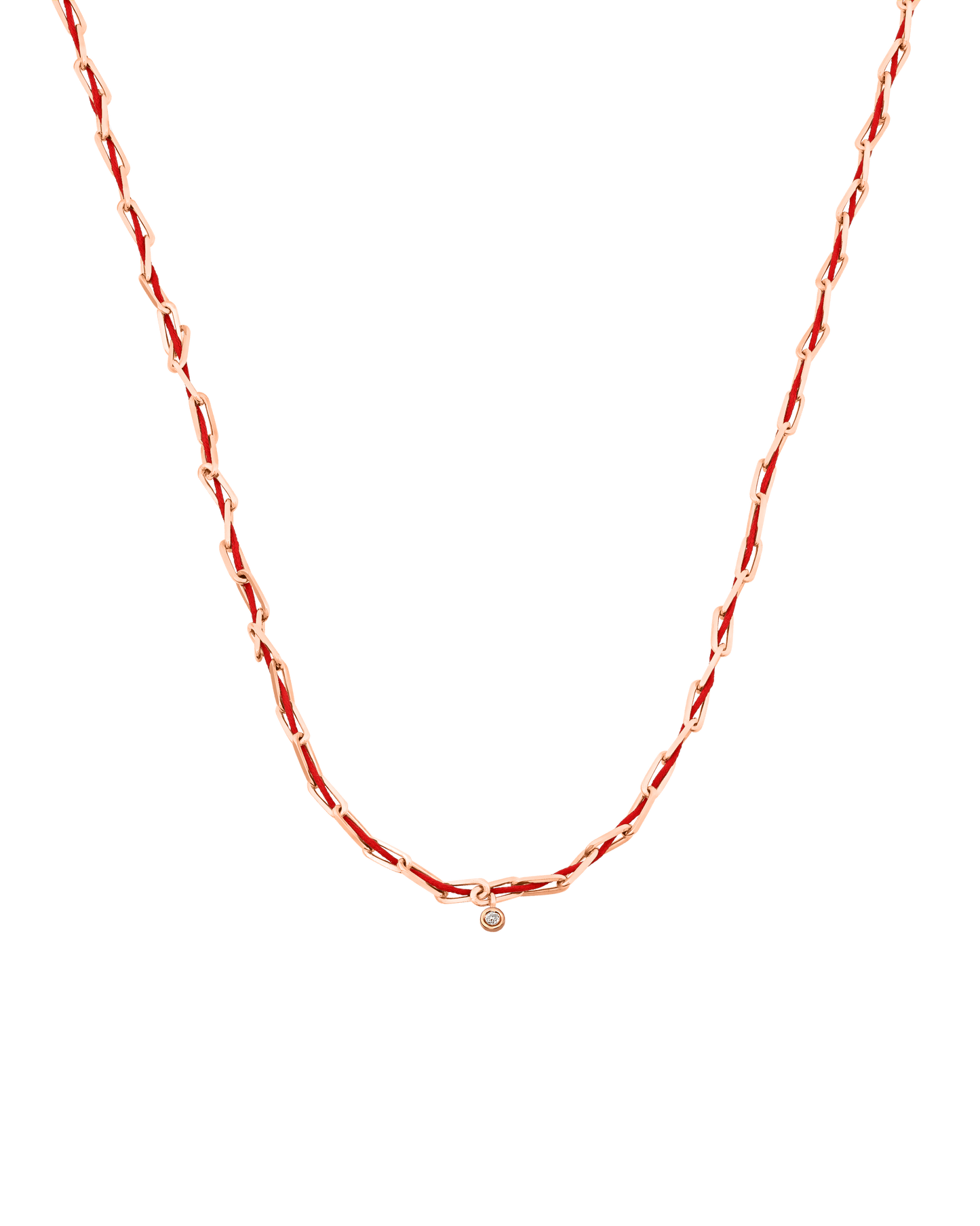 Twine Diamond Necklace - 18K Rose Vermeil Necklaces magal-dev Red Small: 0.03ct 16"