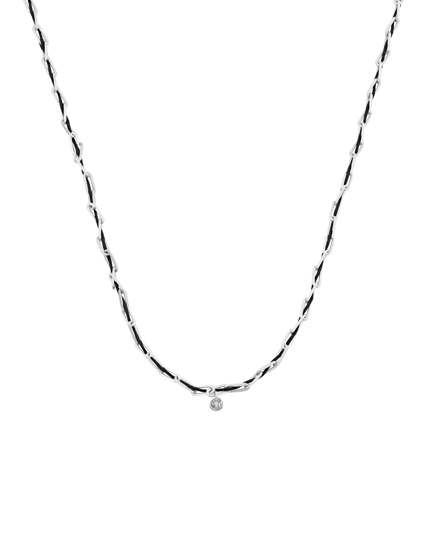 Twine Diamond Necklace - 925 Sterling Silver Necklaces magal-dev Black Large: 0.10ct 16"