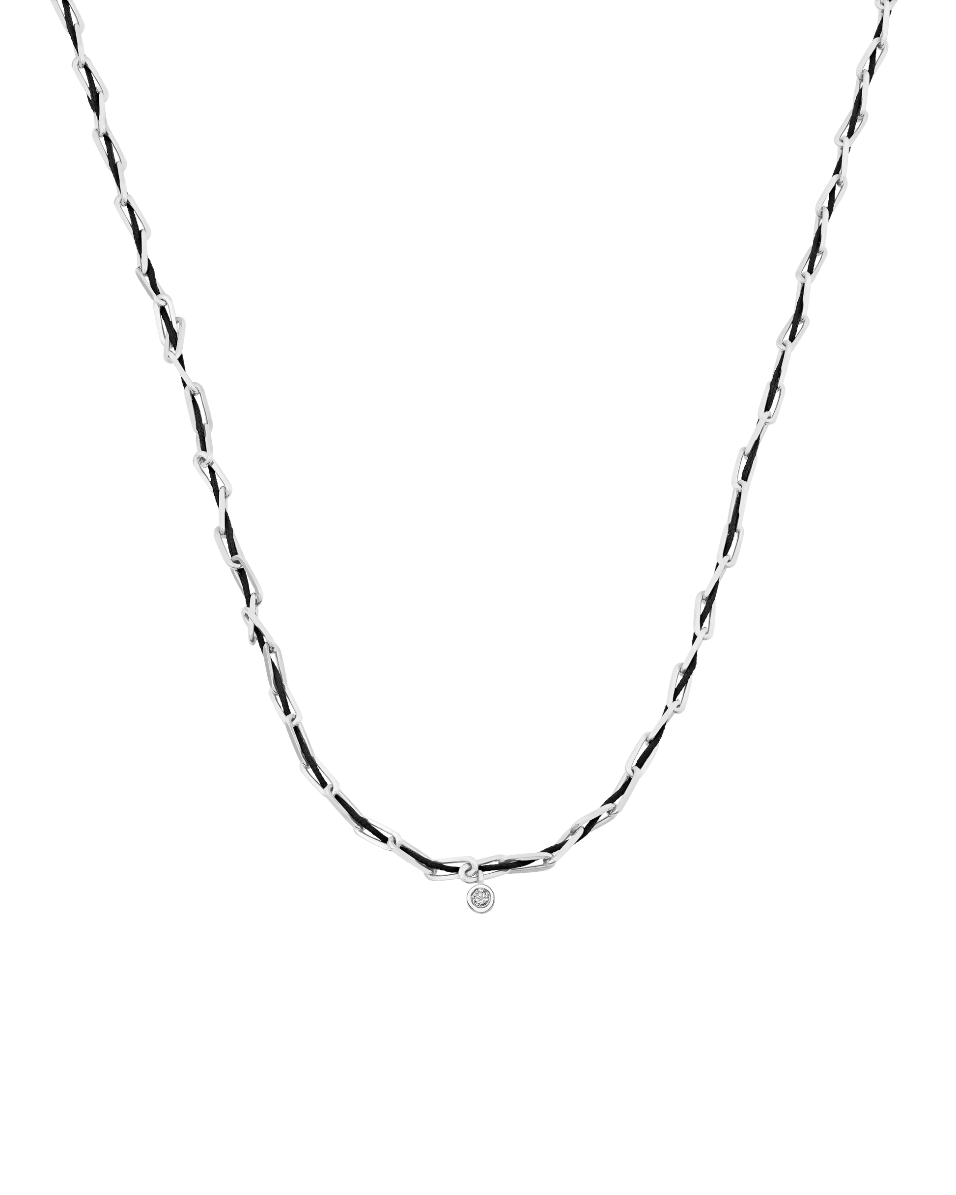 Twine Diamond Necklace - 925 Sterling Silver Necklaces magal-dev Black Medium: 0.05ct 16"