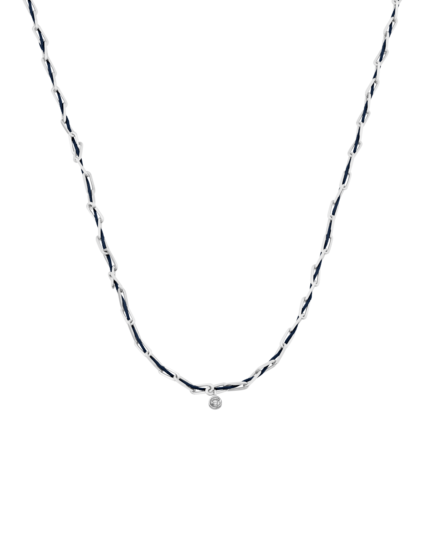 Twine Diamond Necklace - 925 Sterling Silver Necklaces magal-dev Navy Blue Large: 0.10ct 16"