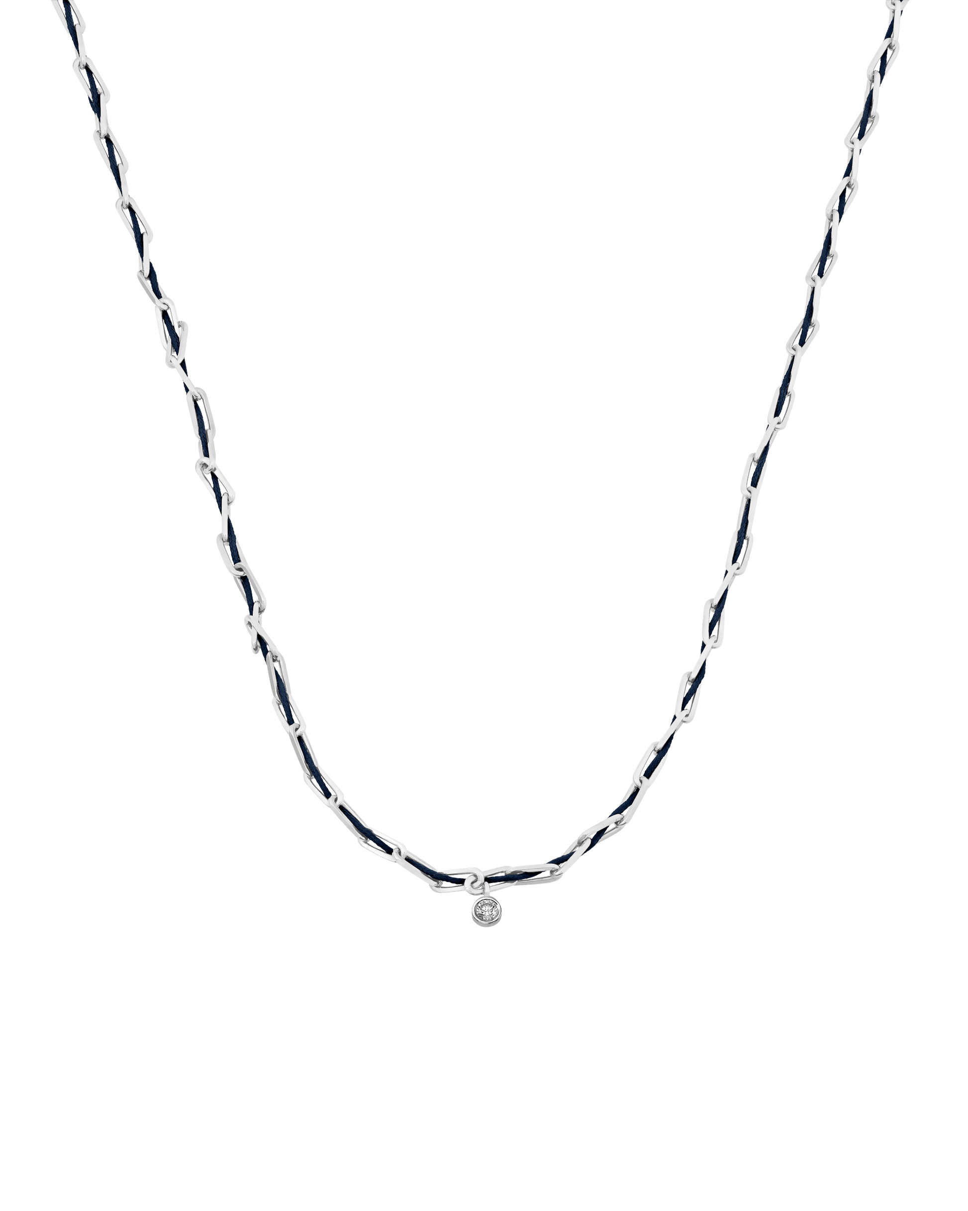 Twine Diamond Necklace - 925 Sterling Silver Necklaces magal-dev Navy Blue Large: 0.10ct 16"