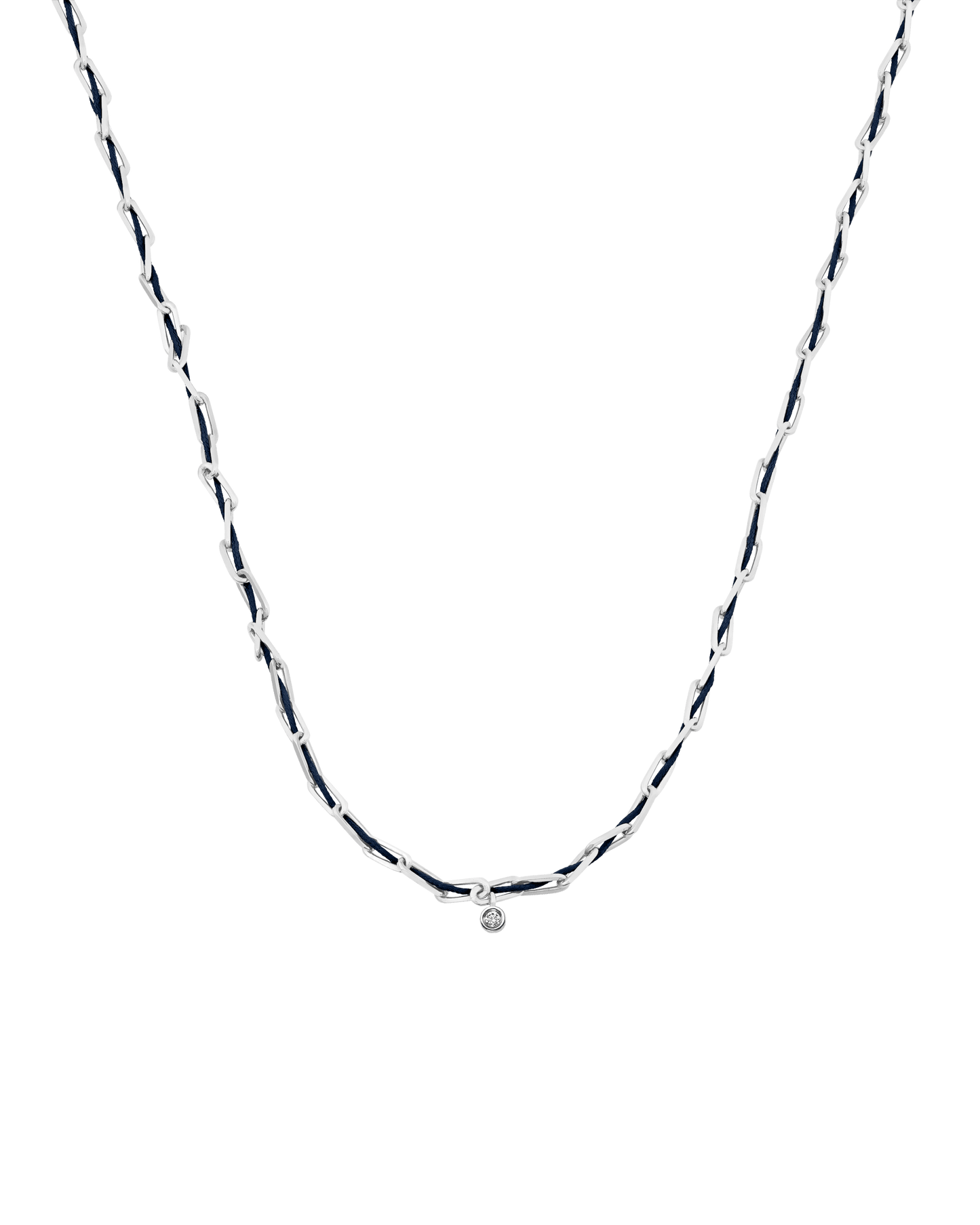 Twine Diamond Necklace - 925 Sterling Silver Necklaces magal-dev Navy Blue Small: 0.03ct 16"