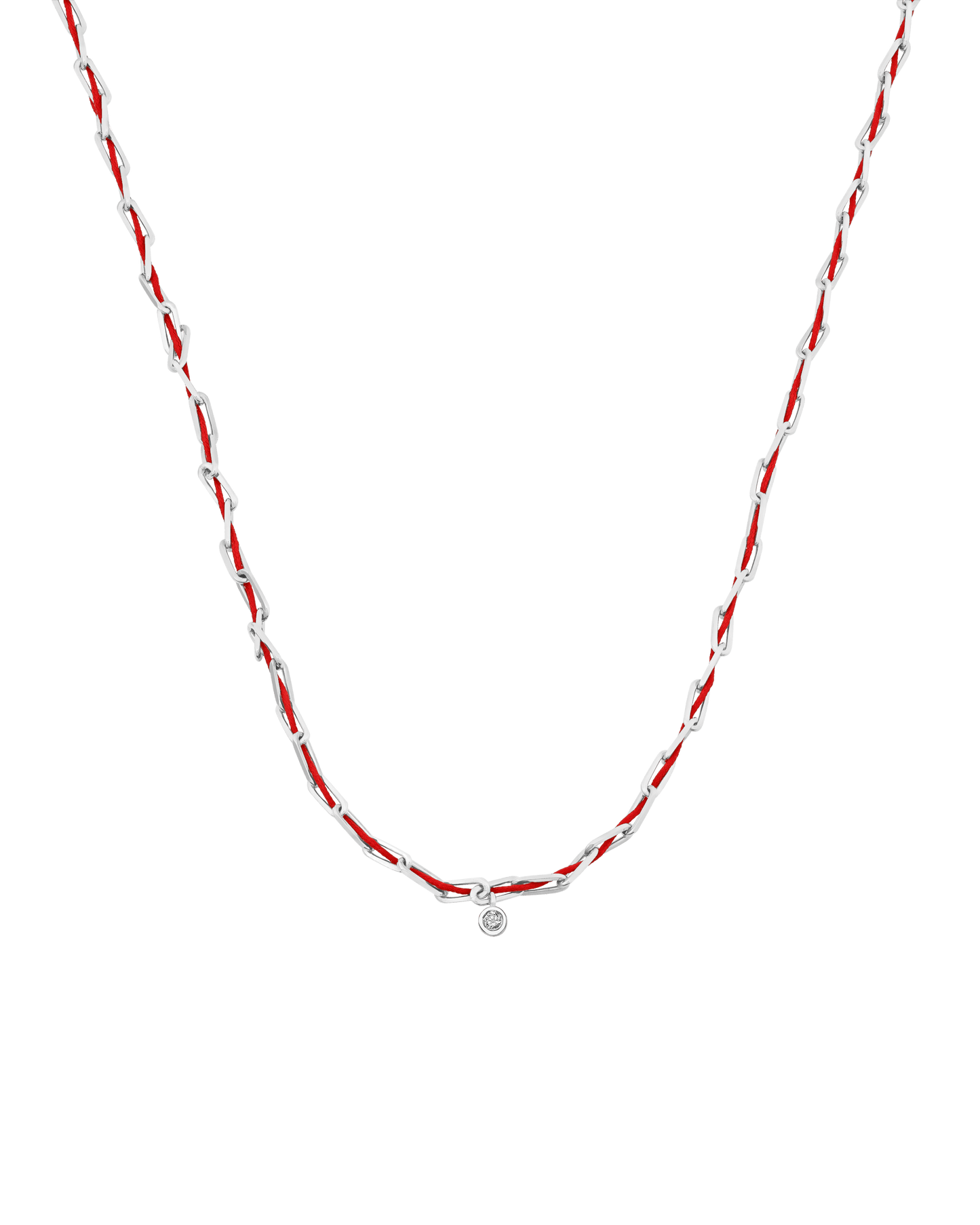 Twine Diamond Necklace - 925 Sterling Silver Necklaces magal-dev Red Medium: 0.05ct 16"