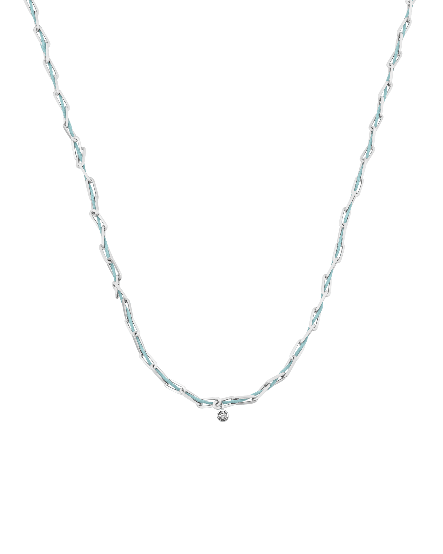 Twine Diamond Necklace - 925 Sterling Silver Necklaces magal-dev Turquoise Small: 0.03ct 16"