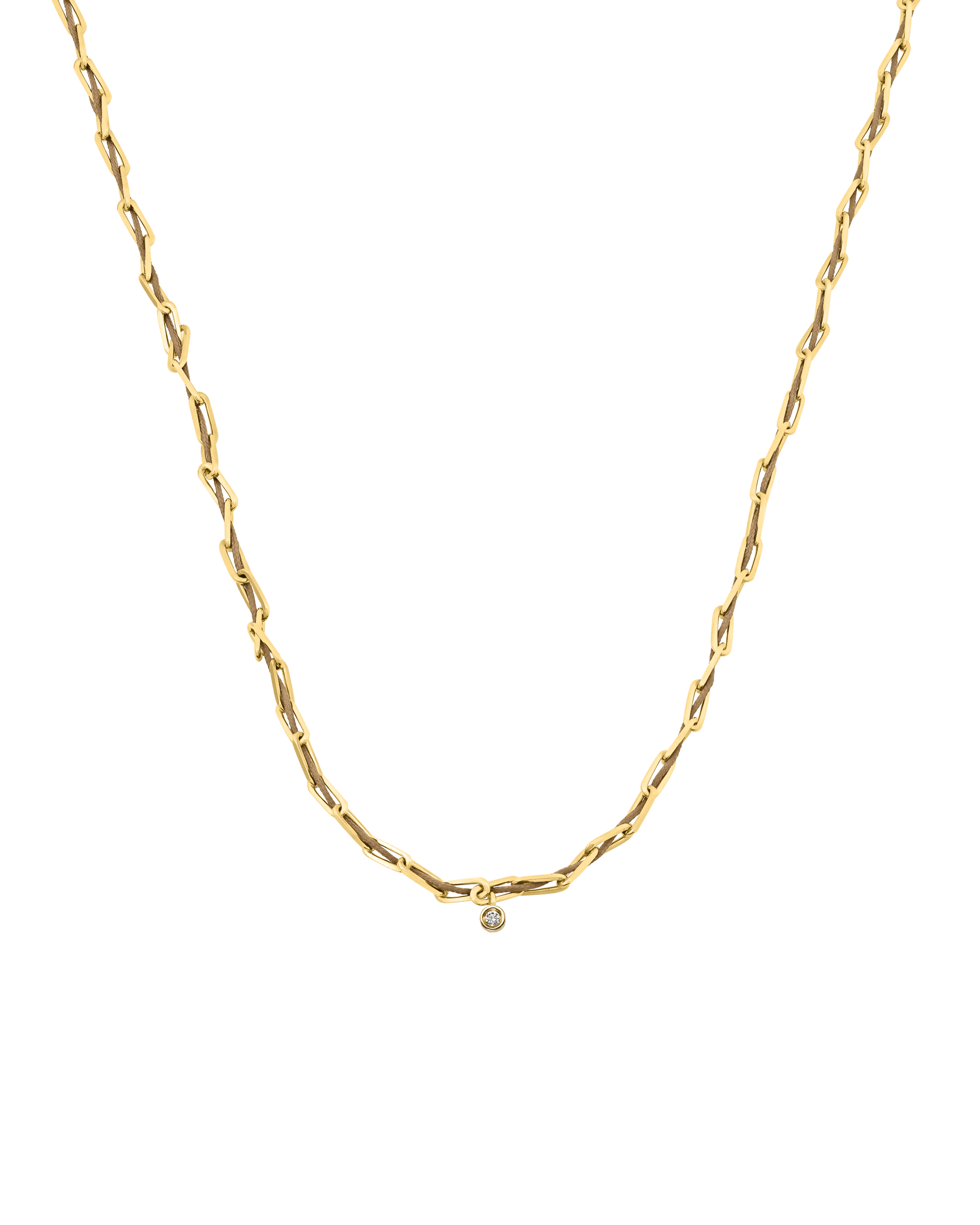 Twine Diamond Necklace - 18K Gold Vermeil Necklaces magal-dev Camel Small: 0.03ct 16"