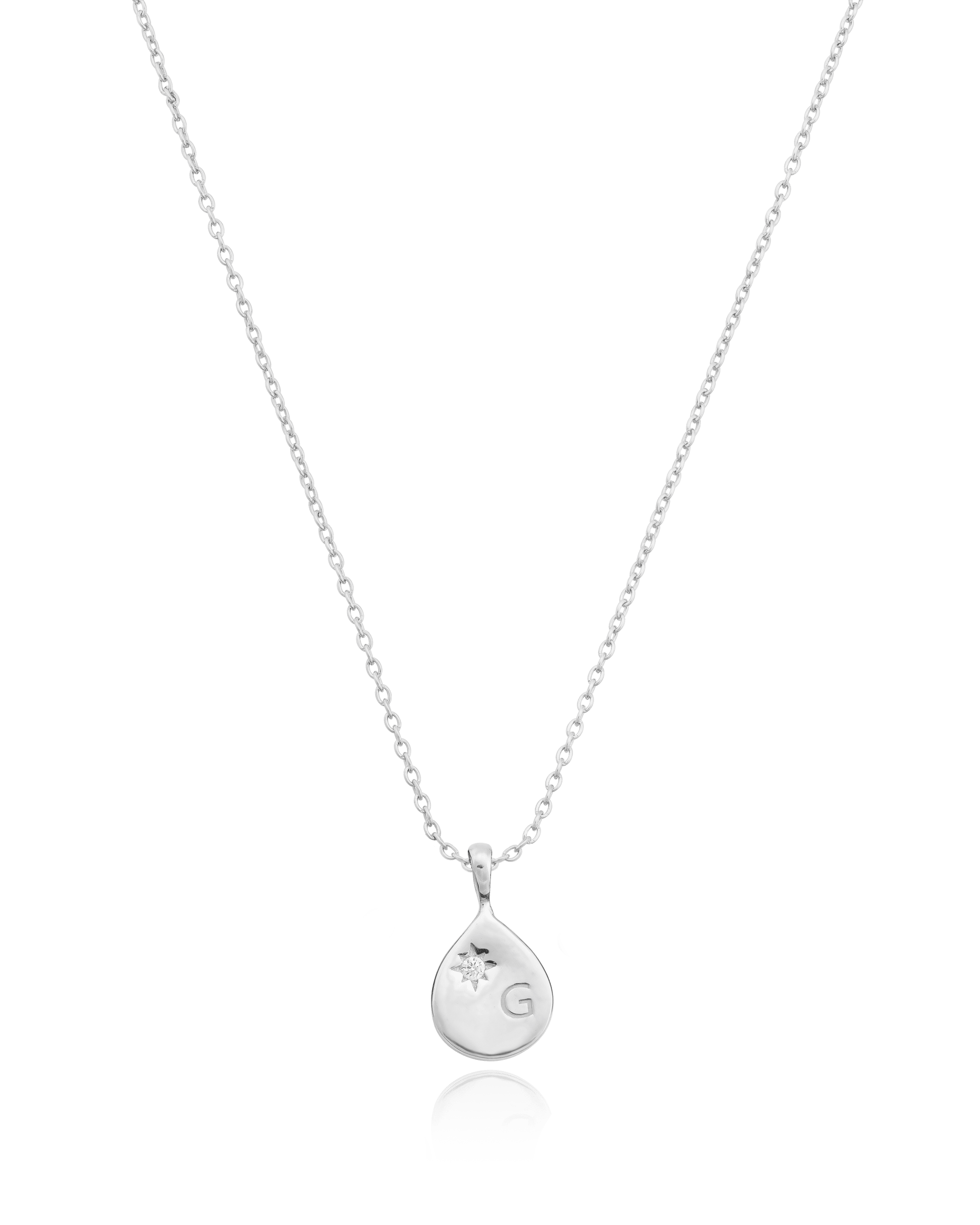 Diamond Drop Initial Necklace - 925 Sterling Silver Necklaces magal-dev 1 Drop 16”+2” extender 
