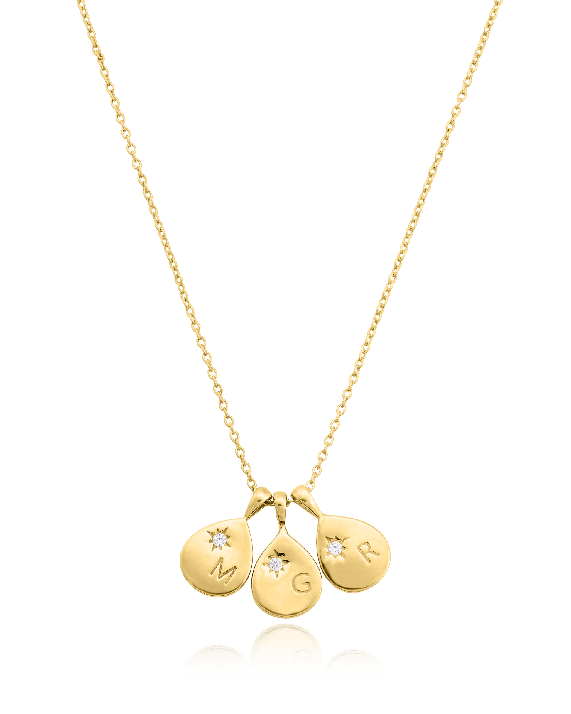Diamond Drop Initial Necklace - 18K Gold Vermeil Necklaces magal-dev 3 Drops 16”+2” extender 