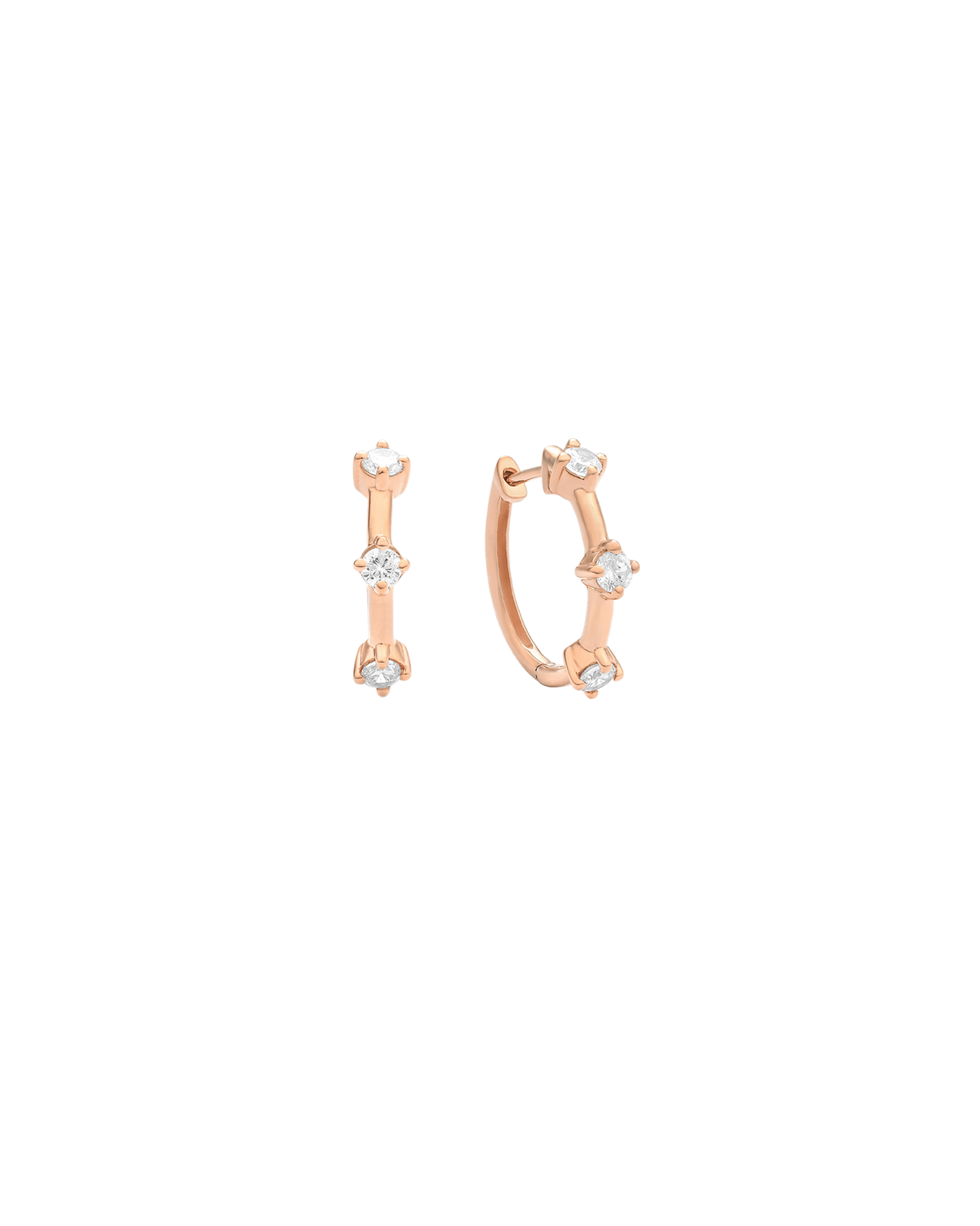 Triple Diamond Hoops - 14K Rose Gold Earrings magal-dev 
