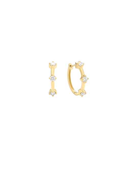 Triple Diamond Hoops - 14K Yellow Gold Earrings magal-dev 