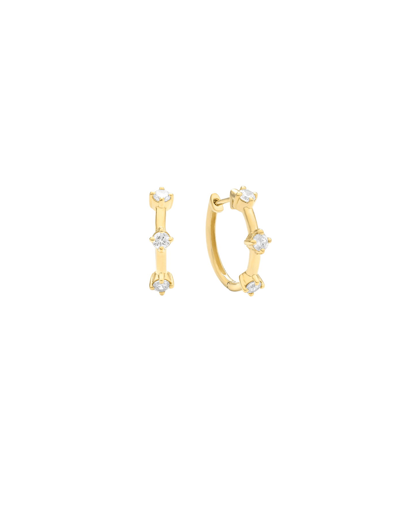 Triple Diamond Hoops - 14K Yellow Gold Earrings magal-dev 