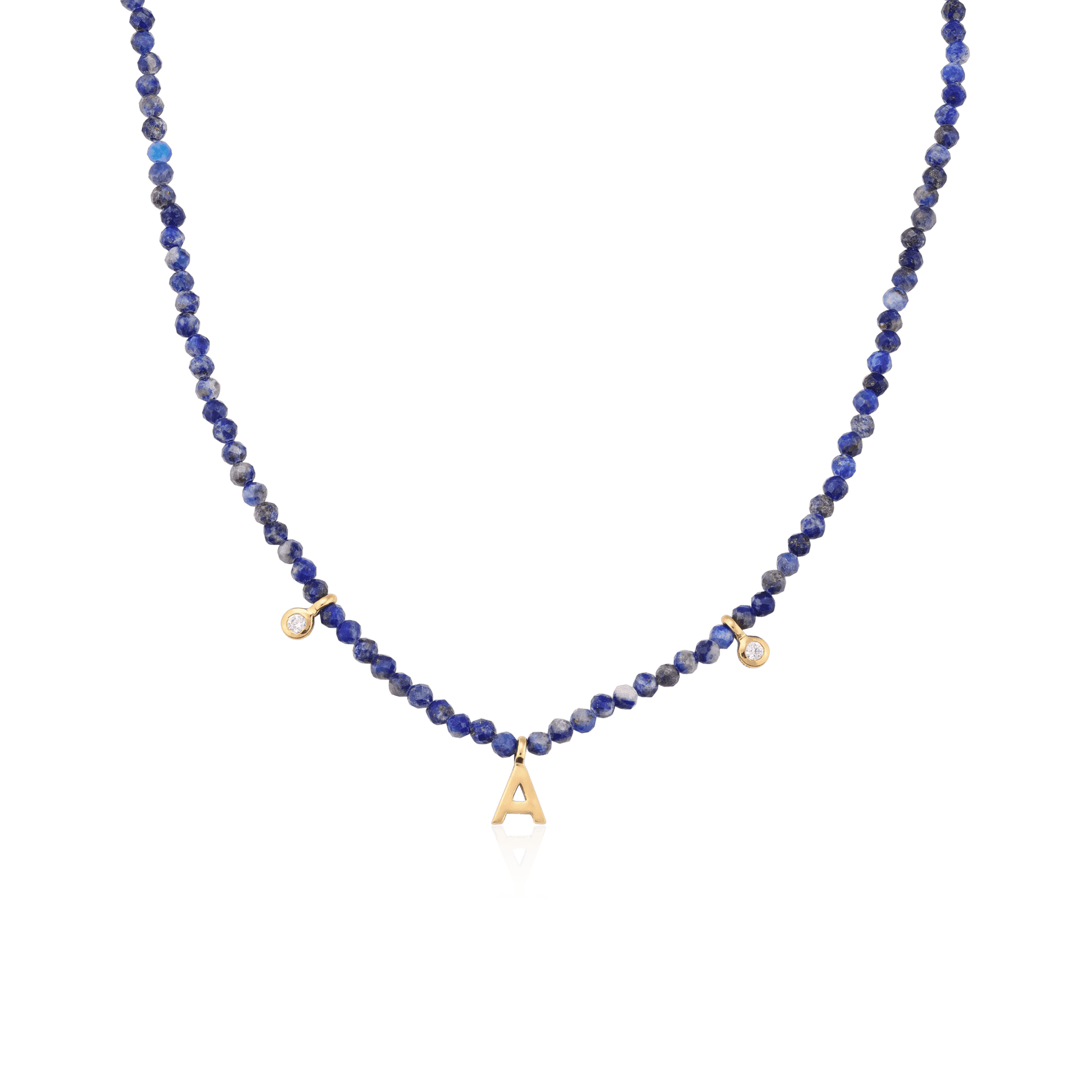 Alexis Necklace - 14K Yellow Gold Necklaces magal-dev Natural Blue Lapis 14" - Collar 