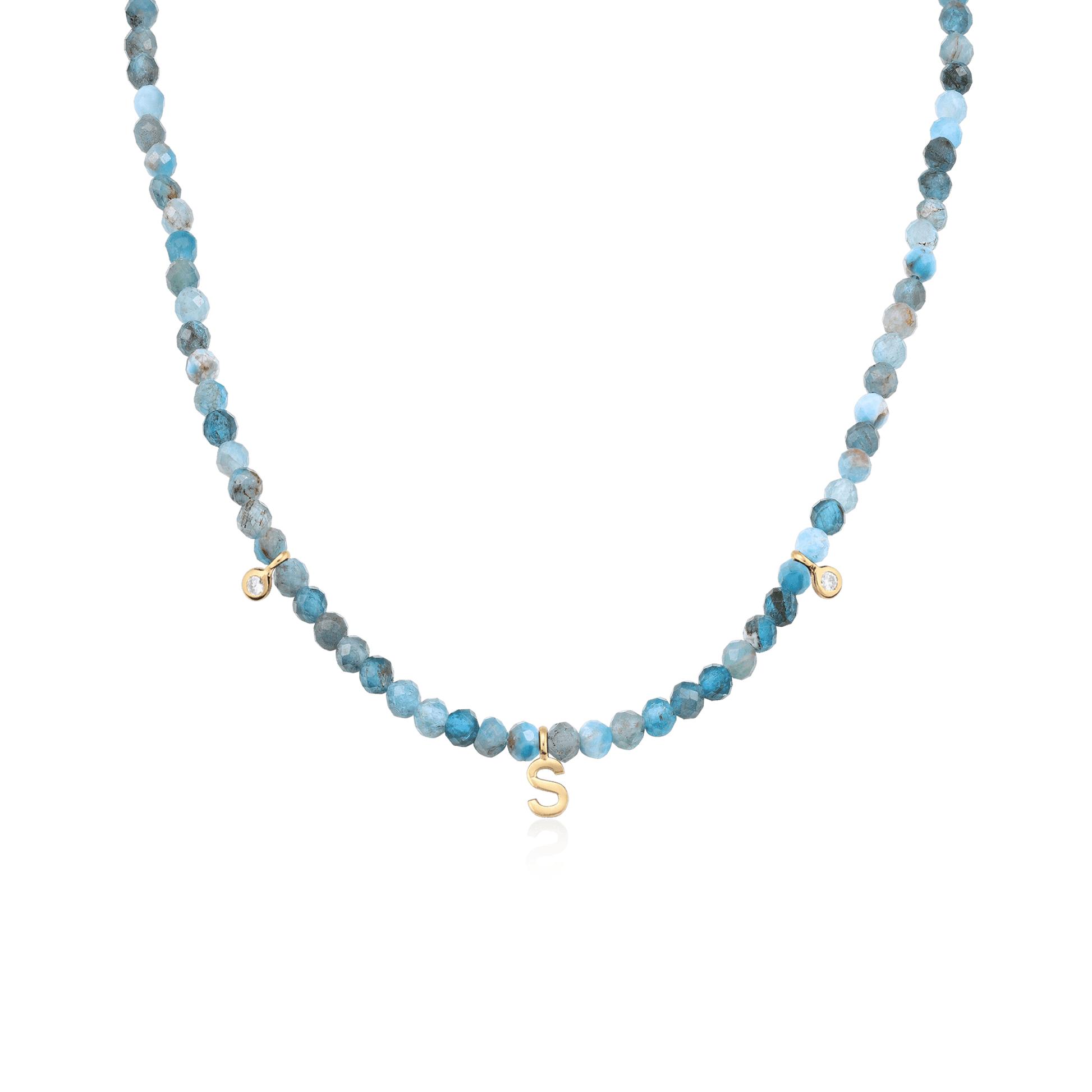 Alexis Necklace - 14K White Gold Necklaces magal-dev Natural Turquoise 14" - Collar 