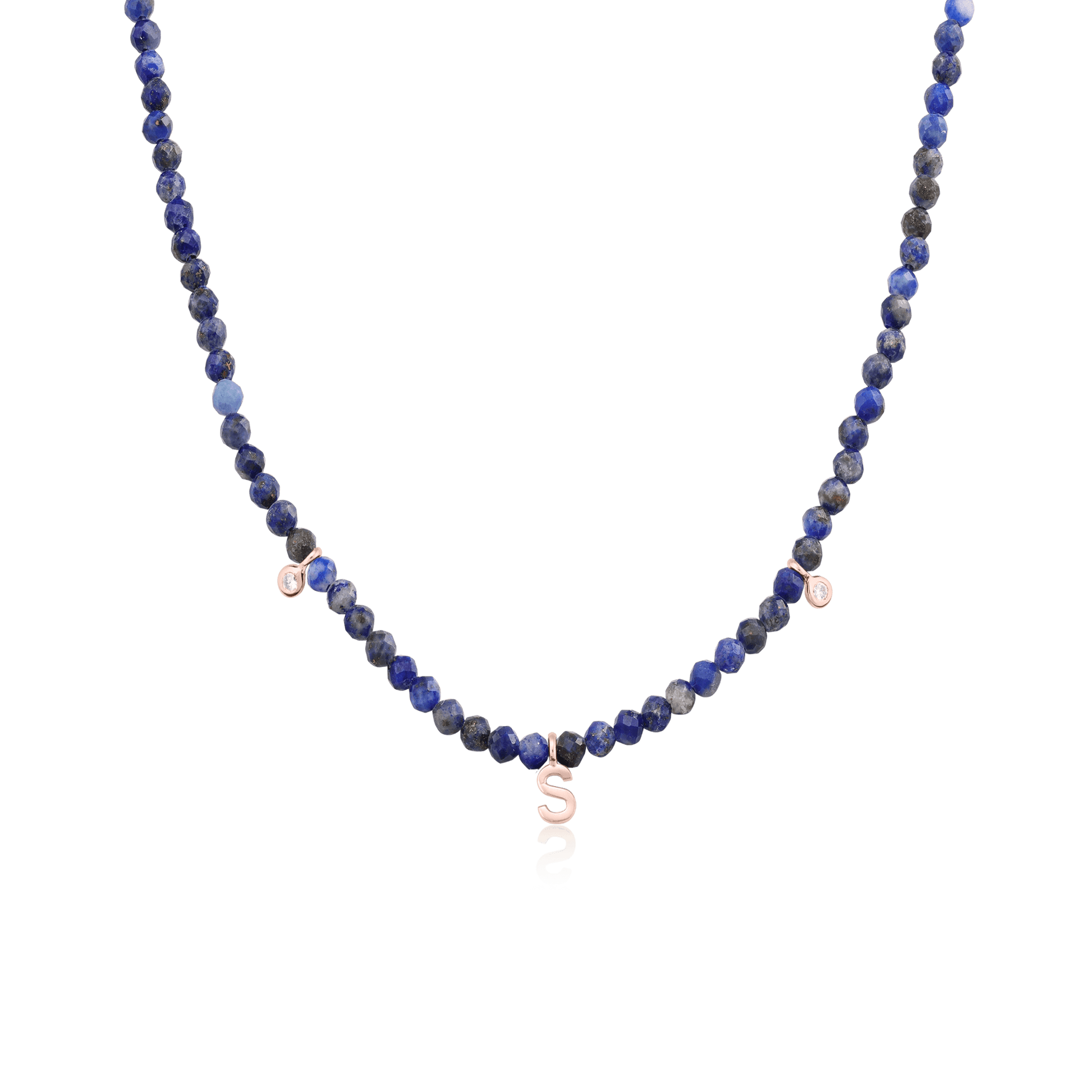 Alexis Necklace - 18K Rose Vermeil Necklaces Gold Vermeil Natural Blue Lapis 