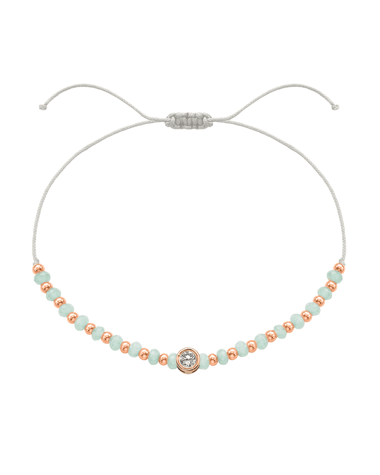 Apatite Gemstone String of Love Bracelet for Inspiration - 14K Rose Gold Bracelets 14K Solid Gold Pearl Large: 0.1ct 
