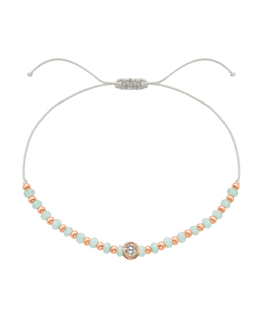 Apatite Gemstone String of Love Bracelet for Inspiration - 14K Rose Gold Bracelets 14K Solid Gold Pearl Large: 0.1ct 