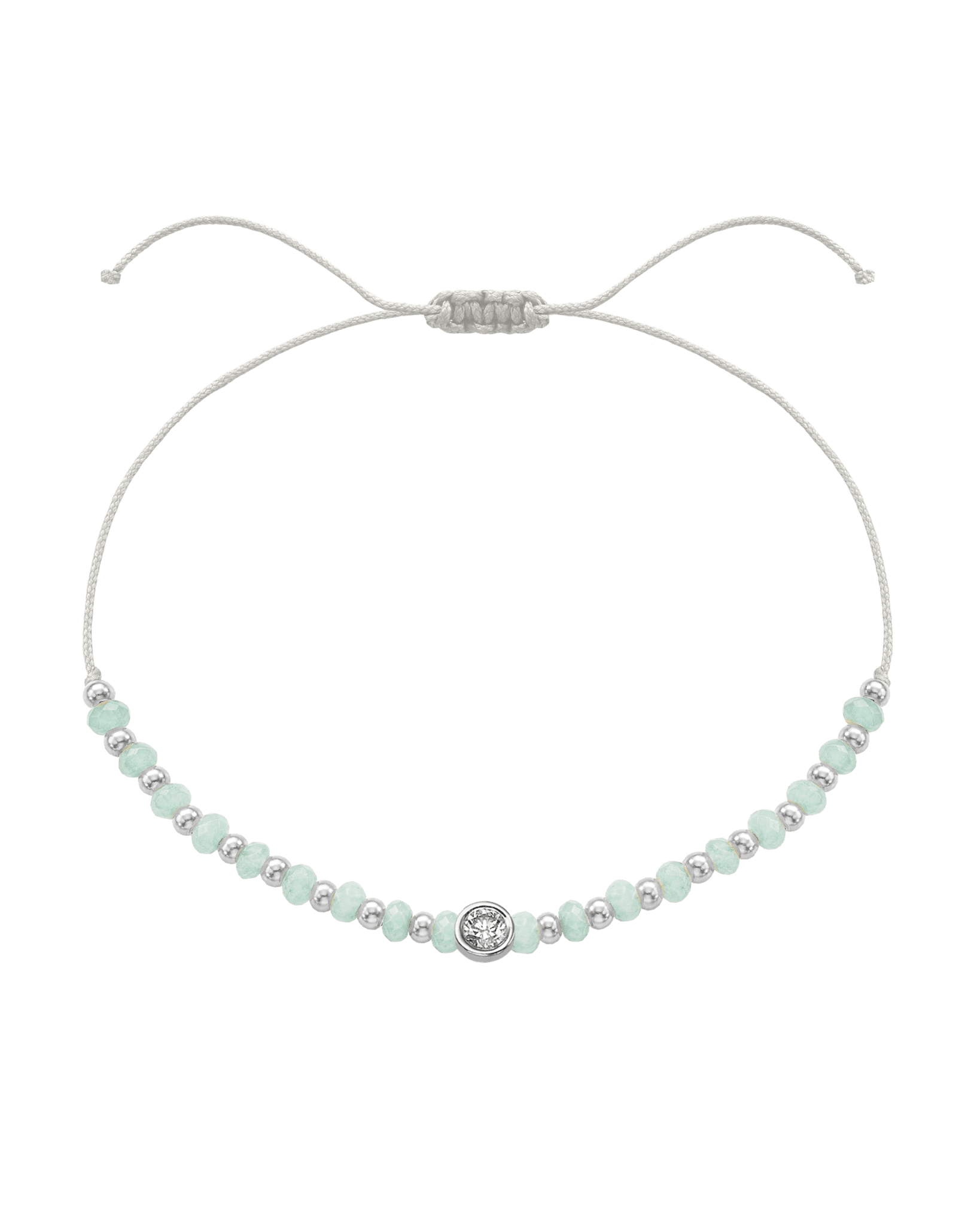 Apatite Gemstone String of Love Bracelet for Inspiration - 14K White Gold Bracelets 14K Solid Gold Pearl Large: 0.1ct 