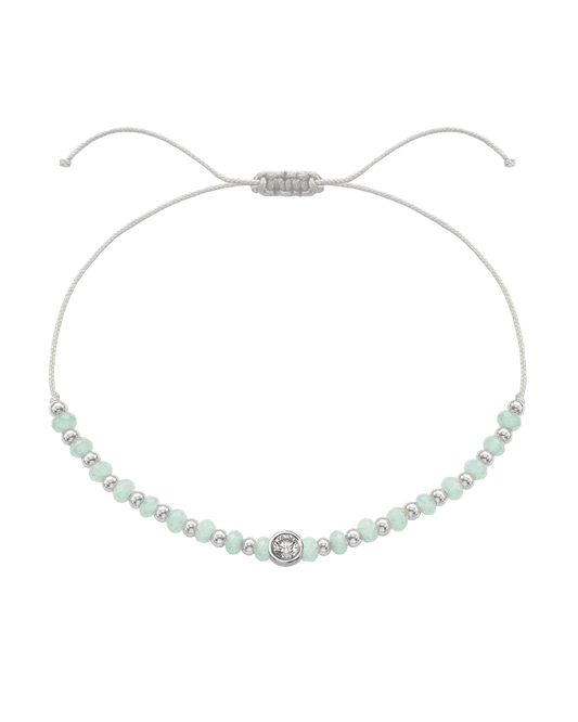 Apatite Gemstone String of Love Bracelet for Inspiration - 14K White Gold Bracelets 14K Solid Gold Pearl Large: 0.1ct 