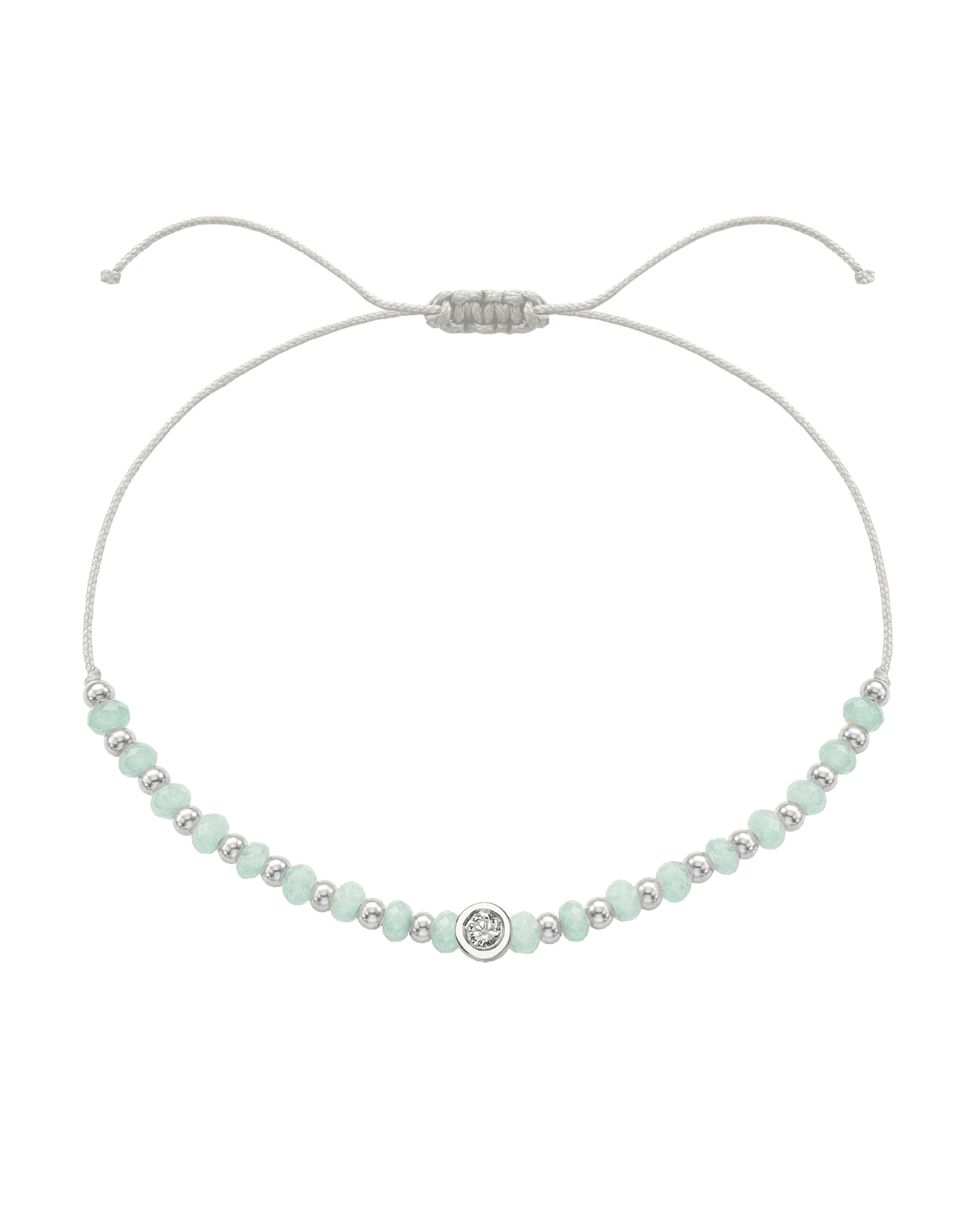 Apatite Gemstone String of Love Bracelet for Inspiration - 14K White Gold Bracelets 14K Solid Gold Pearl Medium: 0.04ct 
