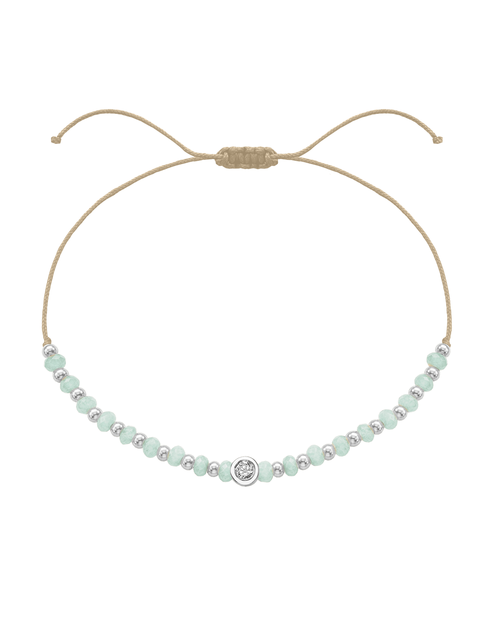 Apatite Gemstone String of Love Bracelet for Inspiration - 14K White Gold Bracelets 14K Solid Gold Beige Medium: 0.04ct 