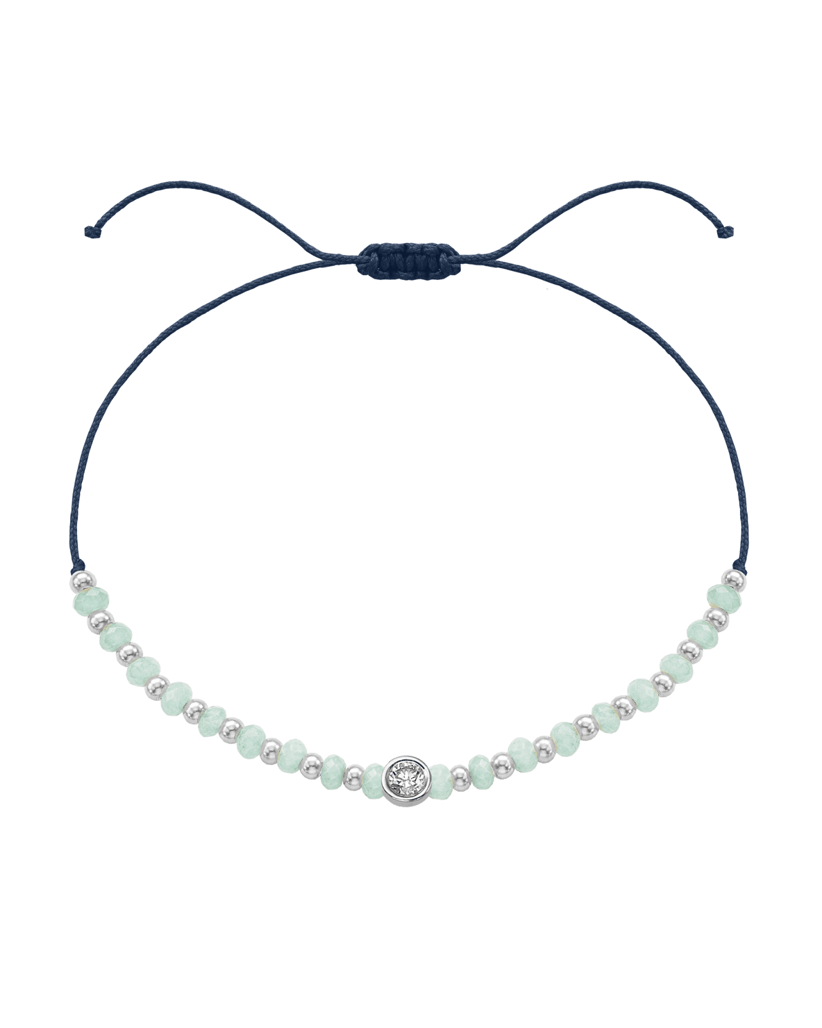 Apatite Gemstone String of Love Bracelet for Inspiration - 14K White Gold Bracelets 14K Solid Gold Navy Blue Large: 0.1ct 