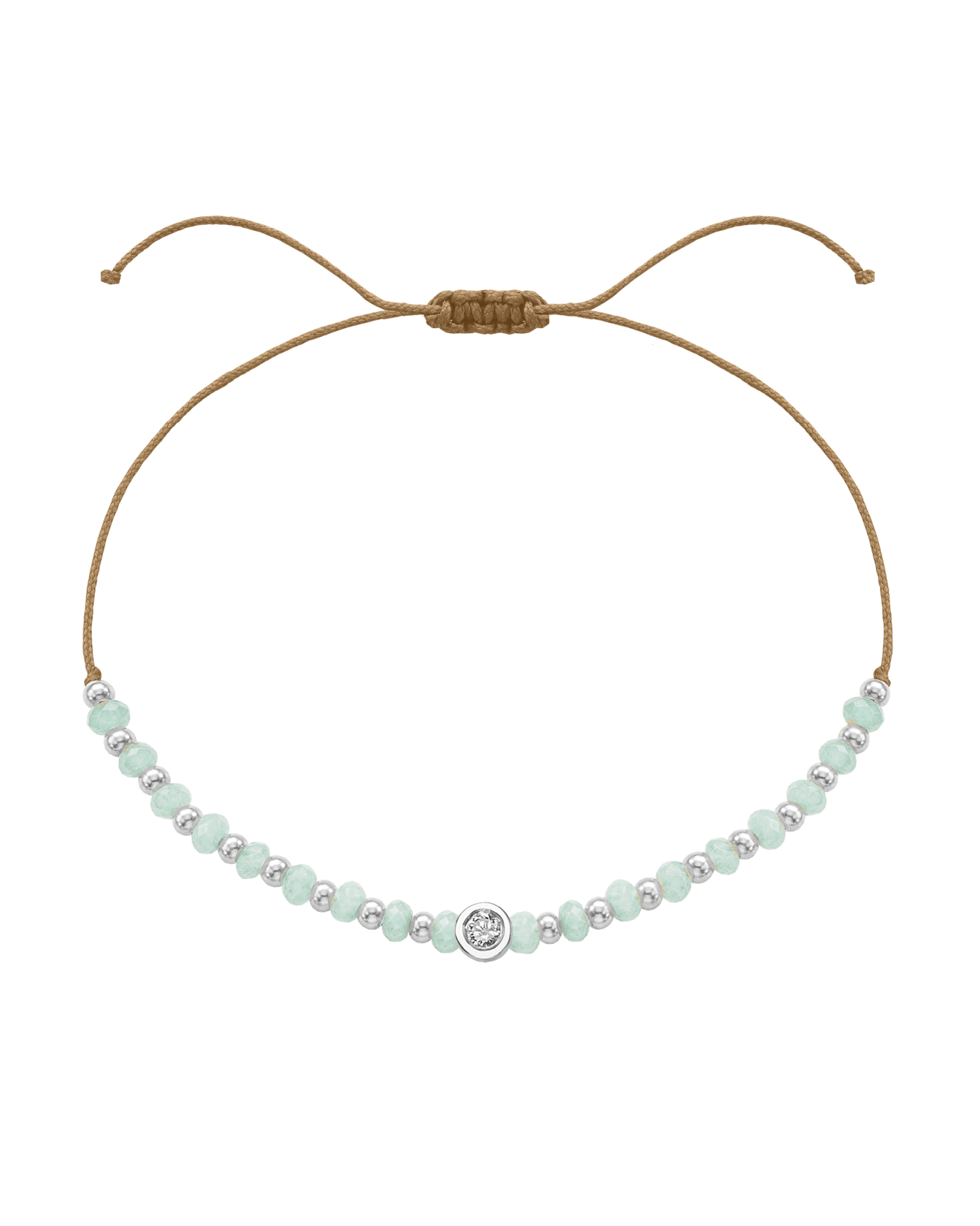 Apatite Gemstone String of Love Bracelet for Inspiration - 14K White Gold Bracelets 14K Solid Gold Camel Medium: 0.04ct 