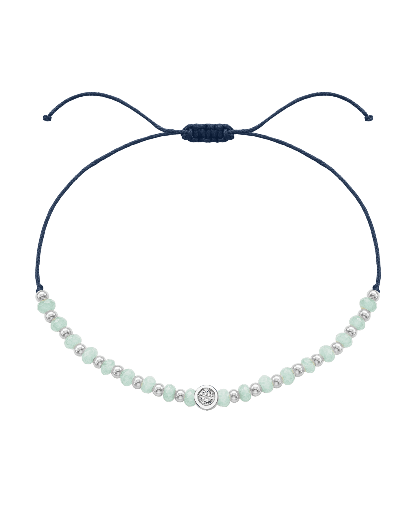 Apatite Gemstone String of Love Bracelet for Inspiration - 14K White Gold Bracelets 14K Solid Gold Navy Blue Medium: 0.04ct 