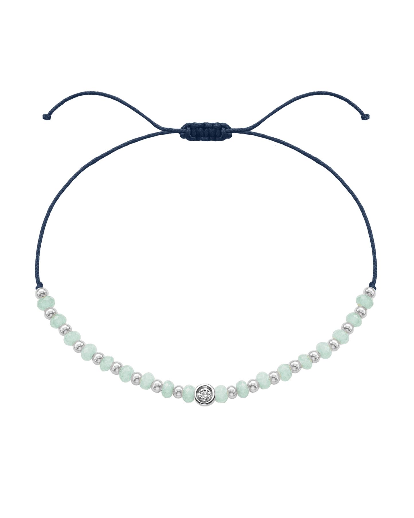 Apatite Gemstone String of Love Bracelet for Inspiration - 14K White Gold Bracelets 14K Solid Gold Navy Blue Small: 0.03ct 