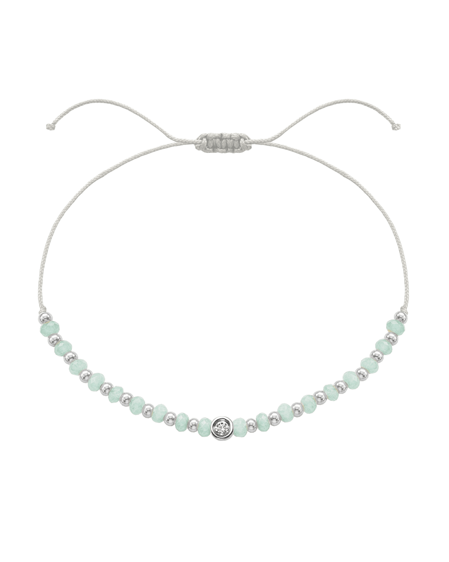 Apatite Gemstone String of Love Bracelet for Inspiration - 14K White Gold Bracelets 14K Solid Gold Pearl Small: 0.03ct 
