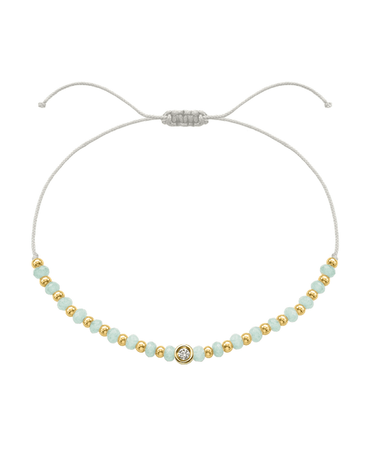 Apatite Gemstone String of Love Bracelet for Inspiration - 14K Yellow Gold Bracelets 14K Solid Gold Pearl Small: 0.03ct 